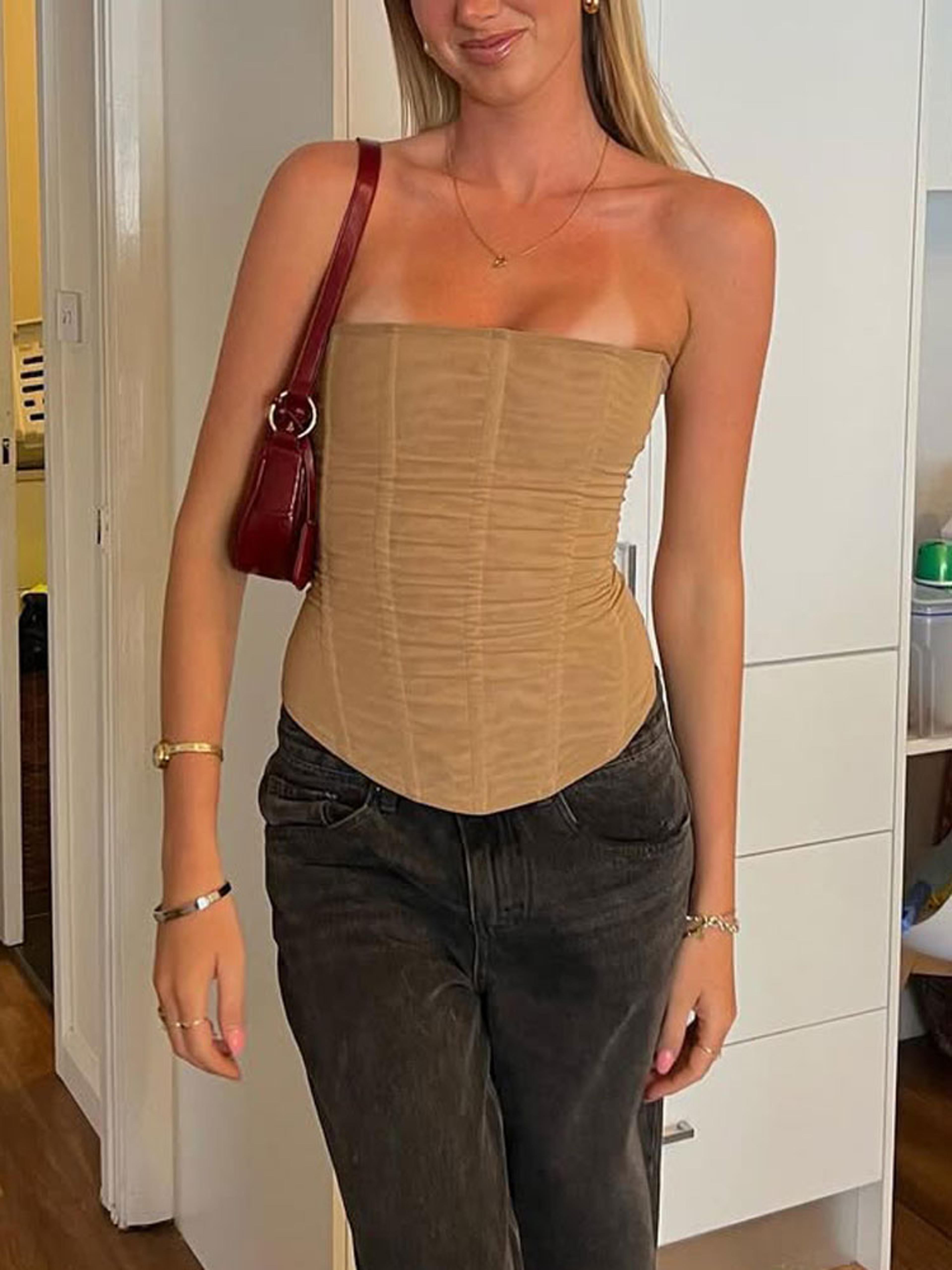 tossy mesh backless vest, women's sexy slim y2k tank top, luxury patchwork strapless summer streetwear
