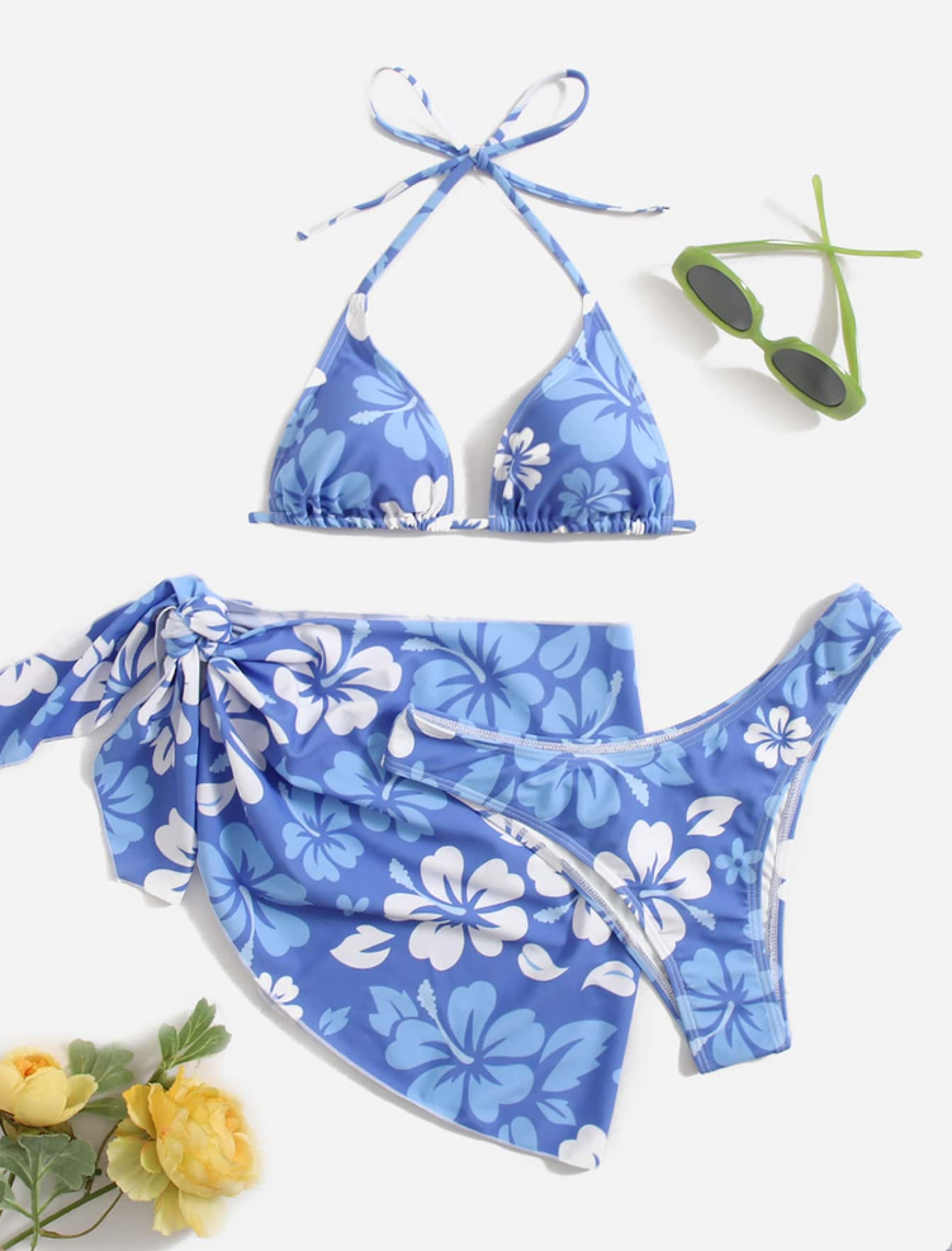 sexy european and american bikini three-piece set, swimsuit skirt for vacation, stylish beach wear