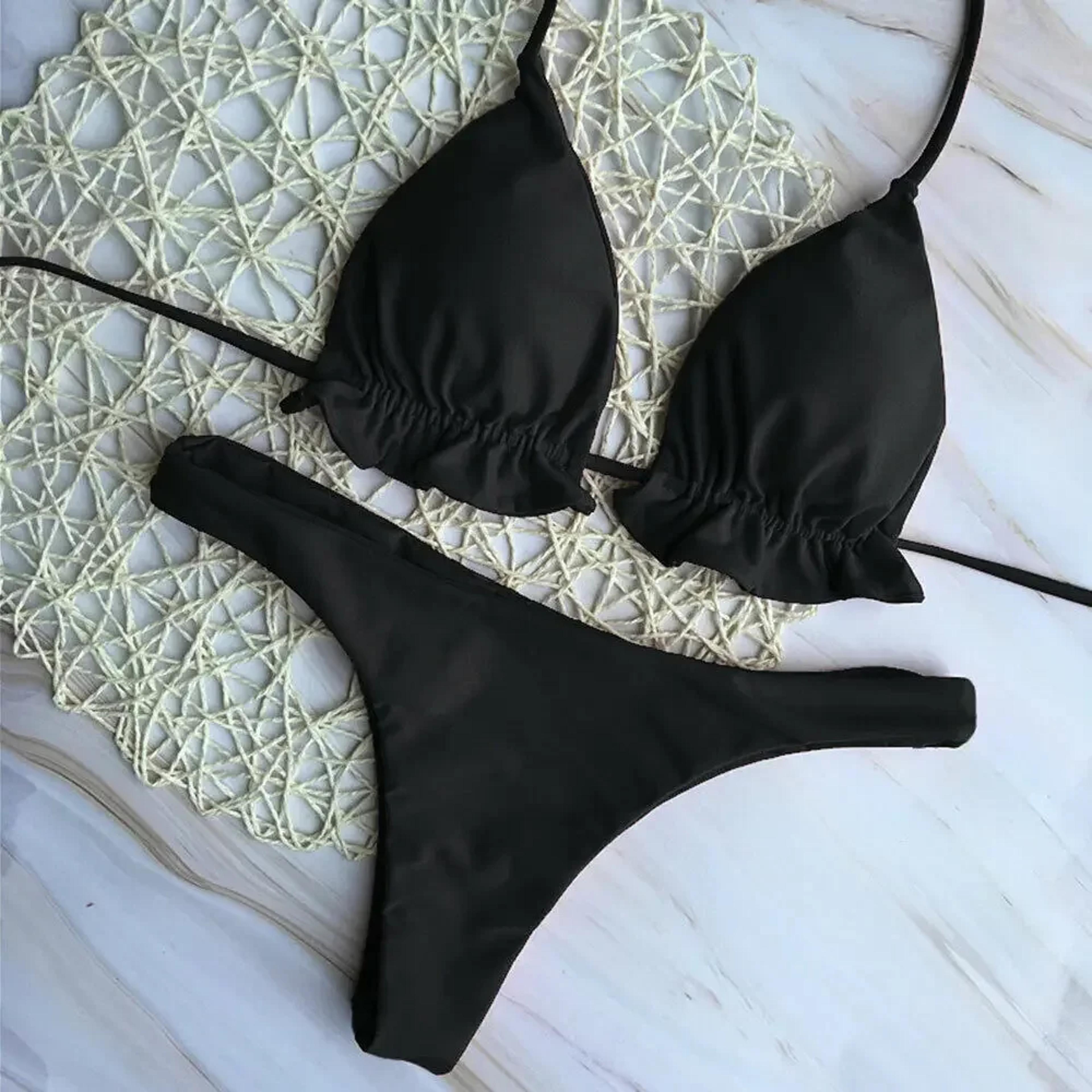 sexy summer brazilian bikini set for women, push-up swimwear, bandage top thong bathing suit