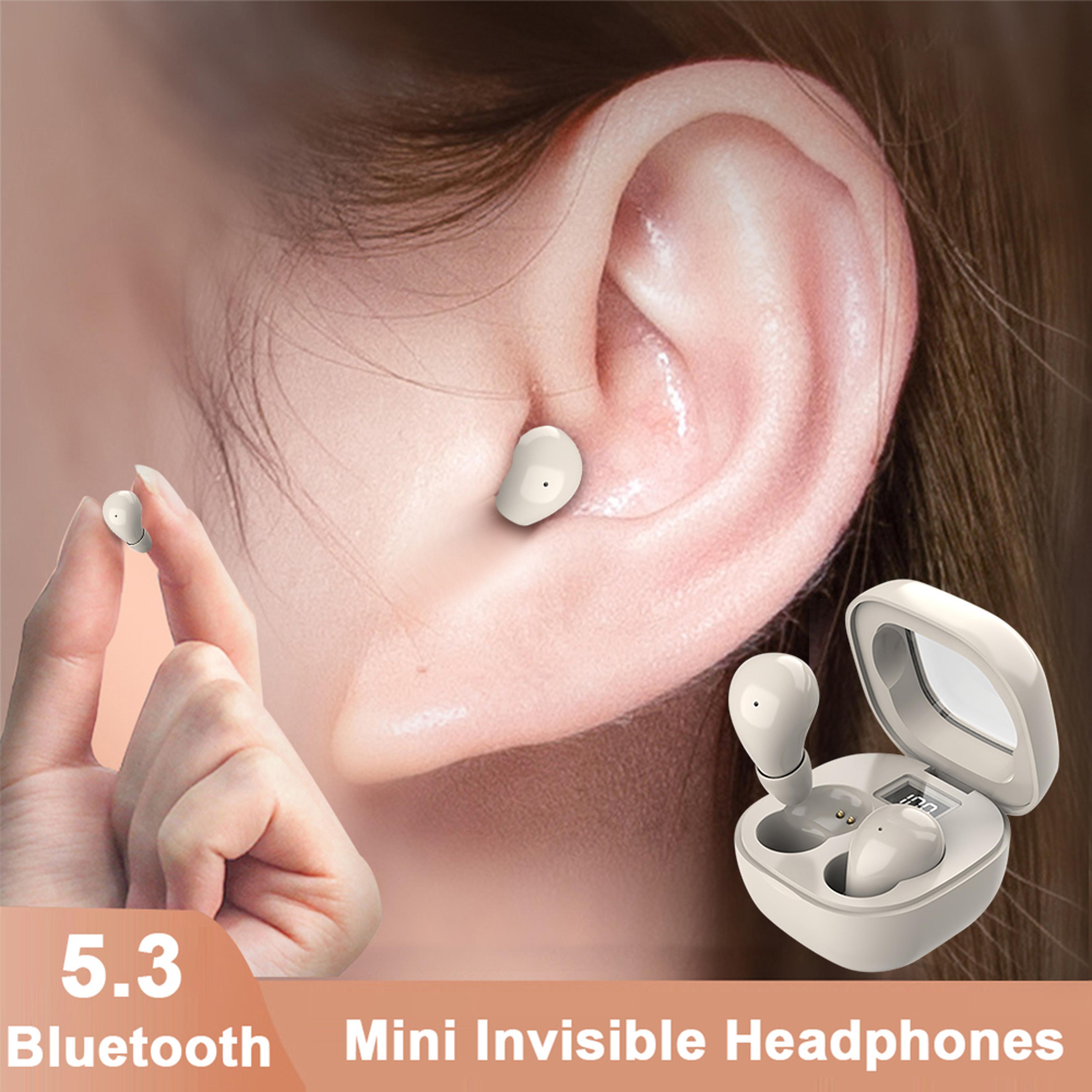 ultra compact mini bluetooth 5.3 earphones, invisible design, hifi sound, noise cancelling, led display