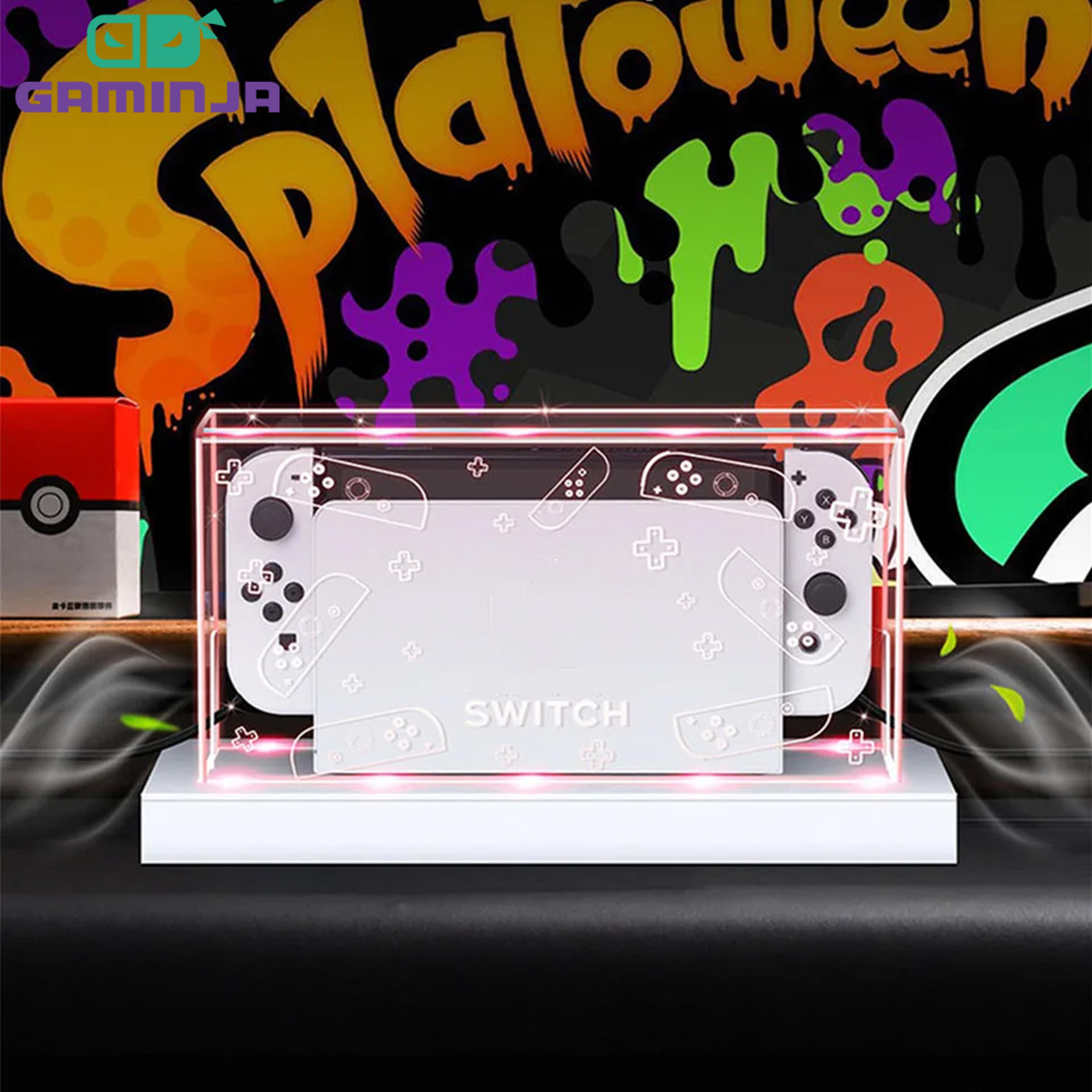 gaminja clear dust cover for nintendo switch & oled, acrylic protective case & display box