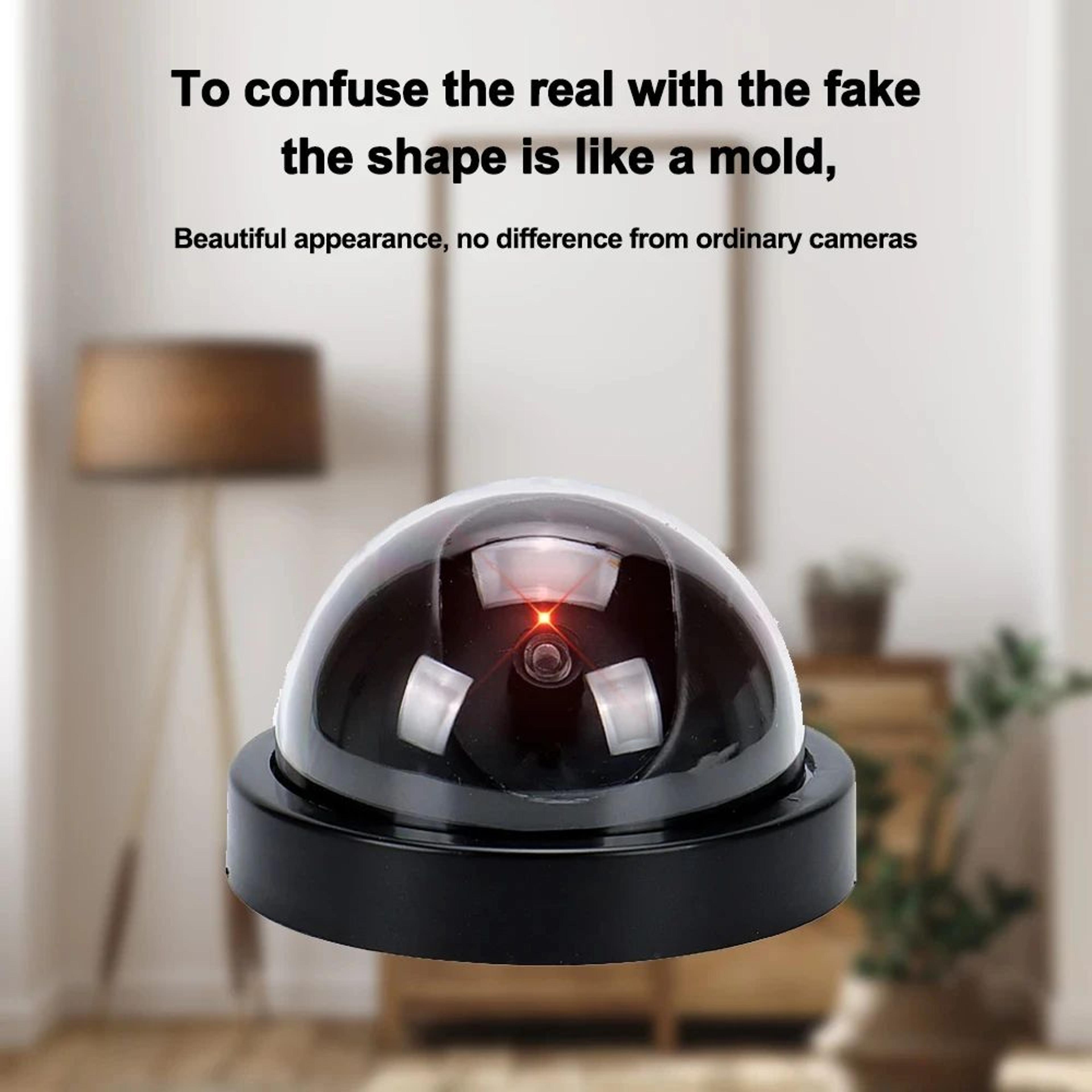 security camera model, high-realism outdoor simulation for household monitoring, weatherproof with blinking led light