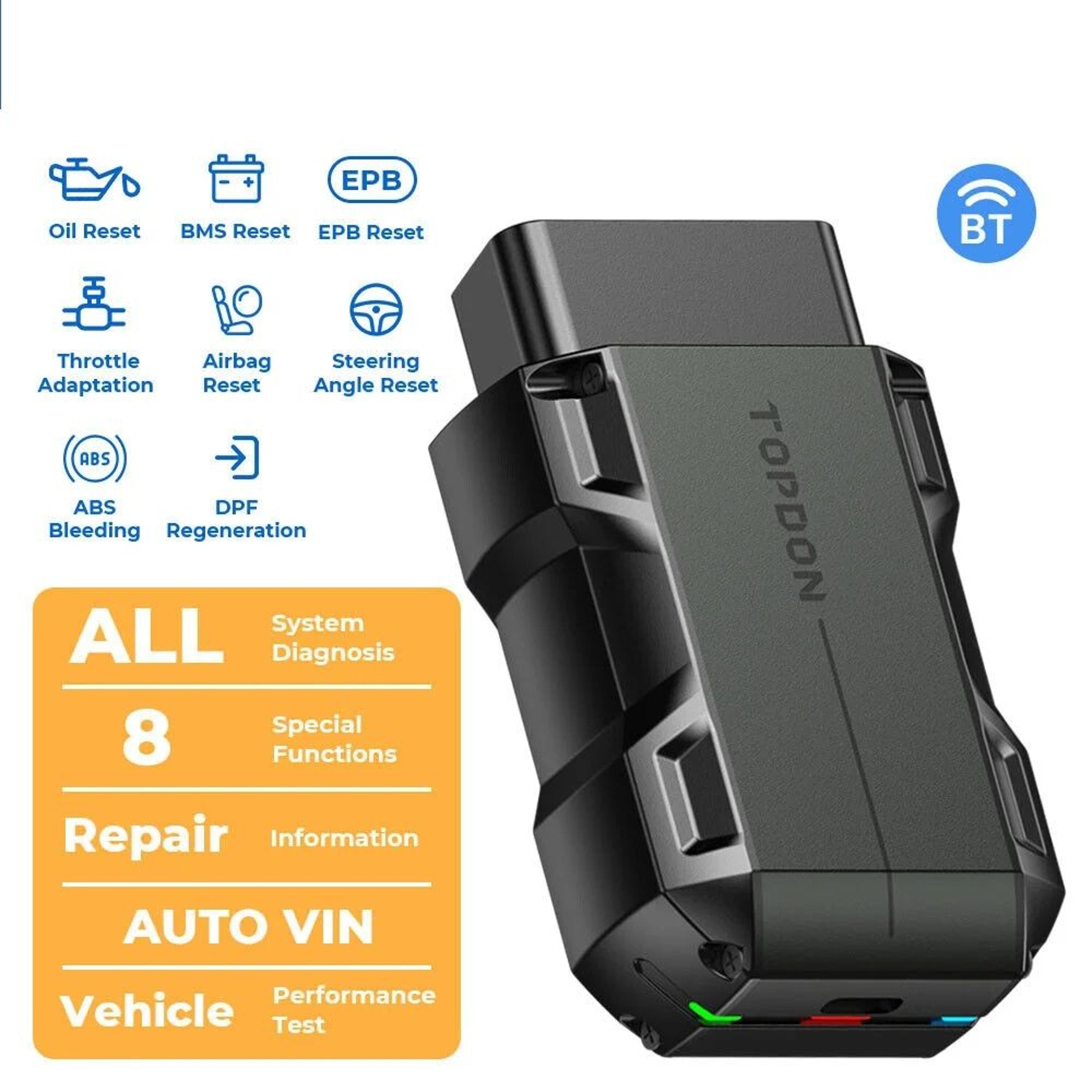 topdon topscan lite smart diagnostic tool, bluetooth scanner with dtc repair guide & engine fault code reader