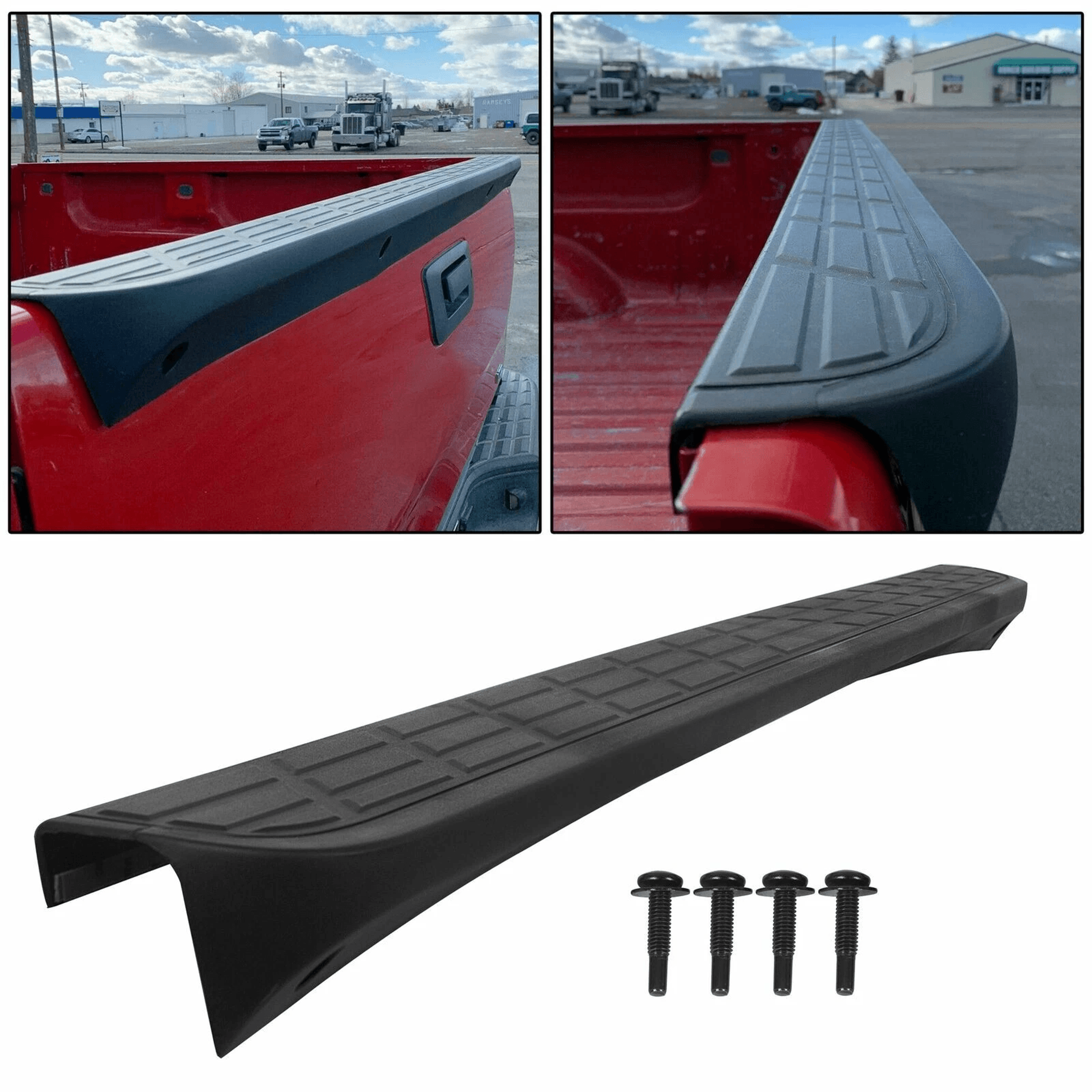 chevy silverado sierra tailgate top protector spoiler cap cover, direct oe replacement, abs textured finish