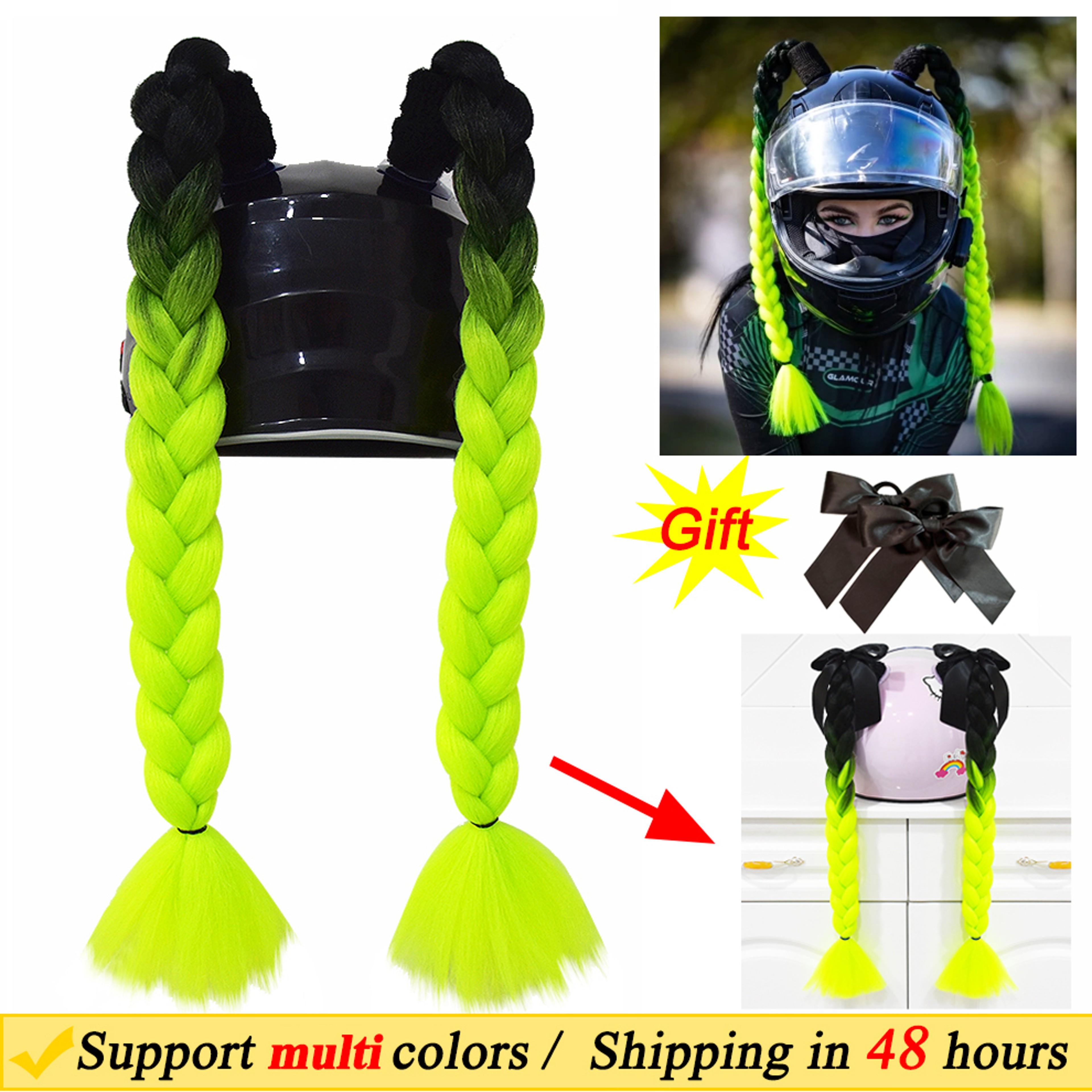 bike helmet wig Hair 1789 - Helmet + Cover / M Its as if the helmet itself is imbued with a strange and powerful energy that mesmerizes onlookers Helmet Braids Wig for Women