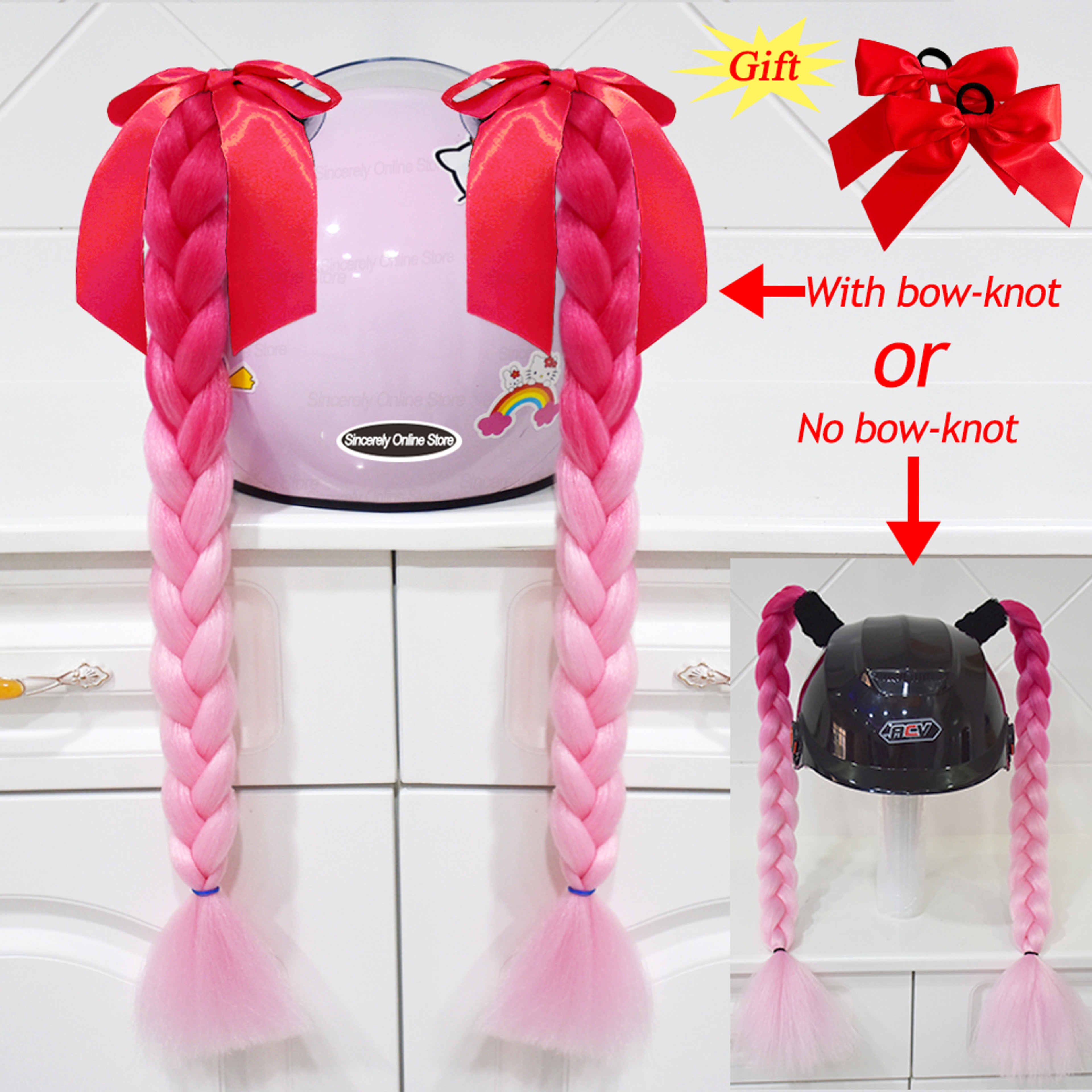 bike helmets for women with wigs 3T-SISTER Helmet Mohawk Wig Adhesive Mohawk Motorcycle Bicycle Ski Snowboard Helmet Hair Skinhead Costumes Cosplay Wig Rainbow Color (Helmet not Included) (black and red) : Sports & Outdoors modern take on bike helmet design Braids Wig Multicolor Twist Pigtail