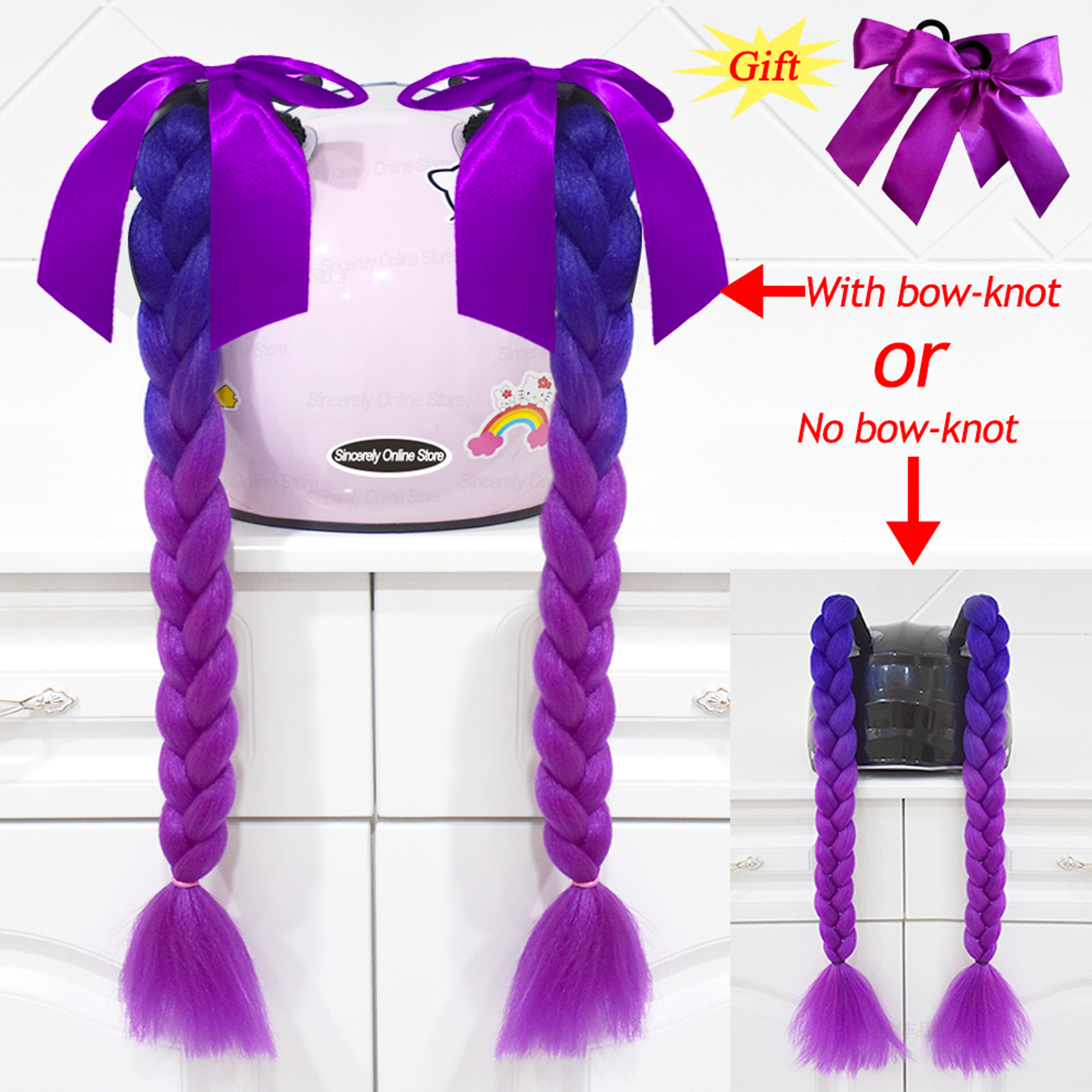 fake braid for motorcycle helmet BRAIDS loving friends Helmet Pigtail Helmet Ponytail Helmet