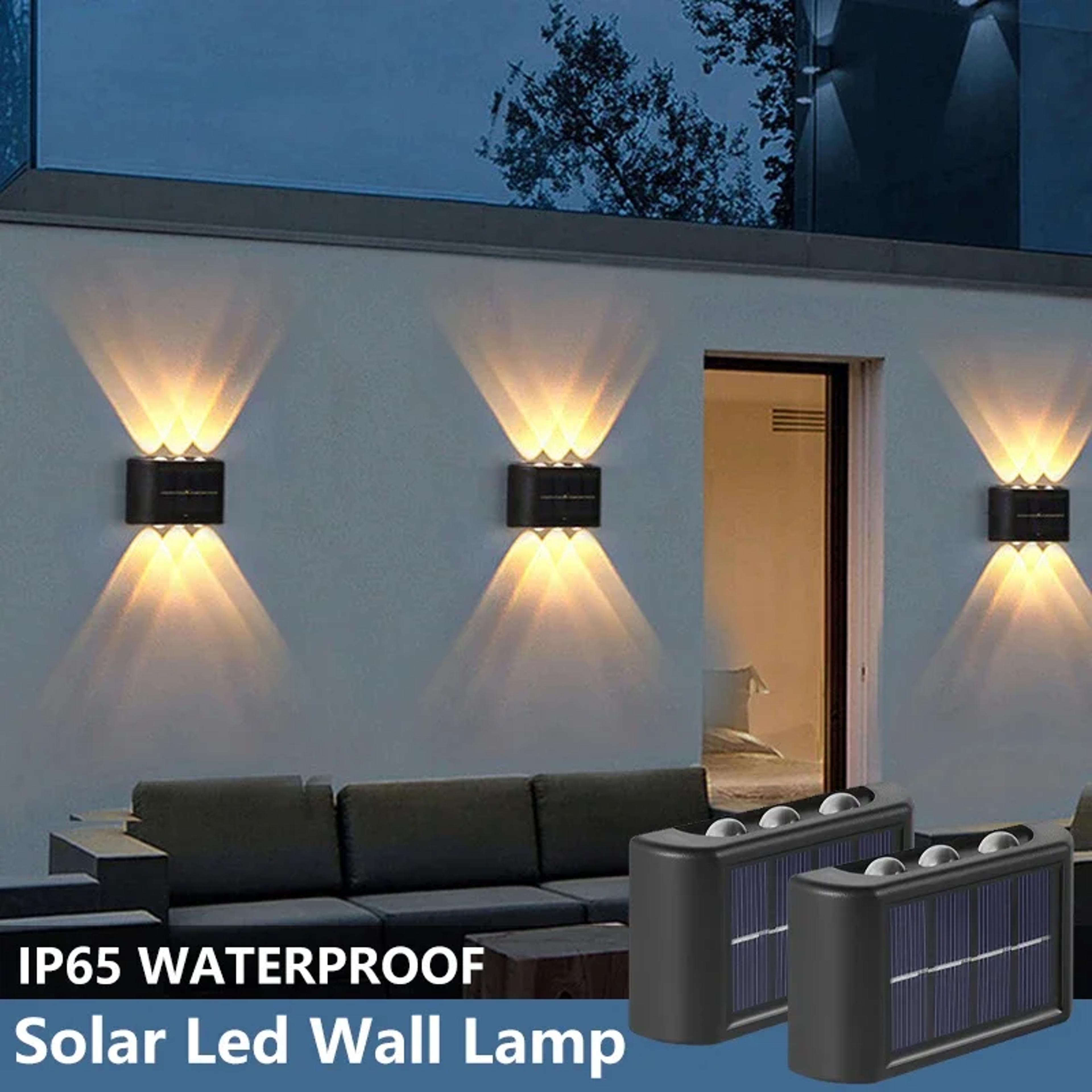 ultra durable solar wall lamp outdoor waterproof solar powered light up and down illuminate home garden yard decoration