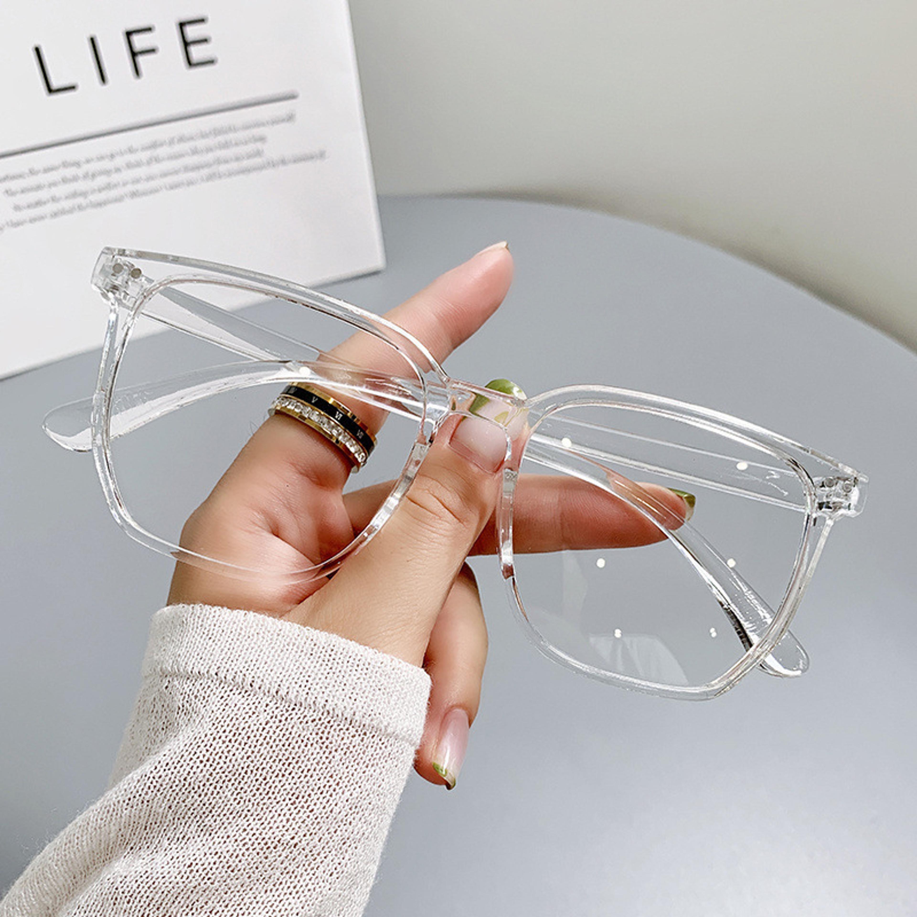 square finished myopia glasses for women & men, trendy minus glasses for students & computer use