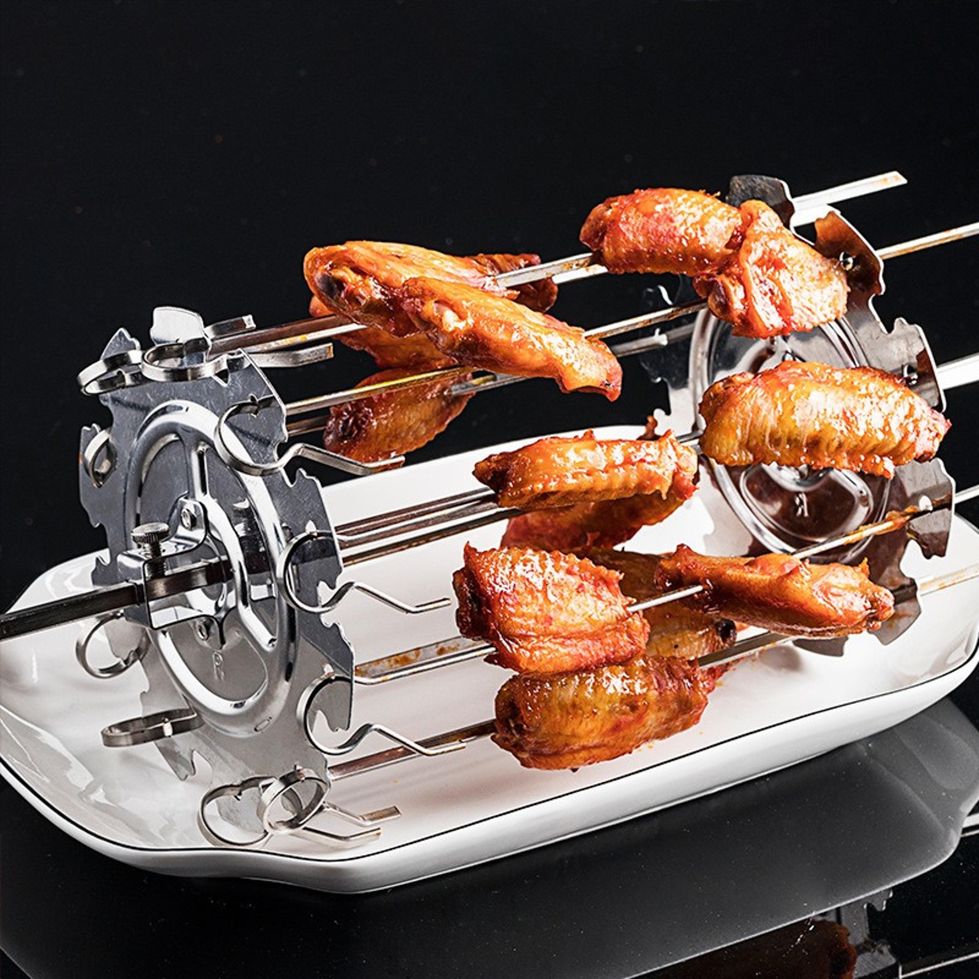 premium oven grill cage, stainless steel skewers for rotating bbq, heat-resistant non-stick kebab maker for lamb