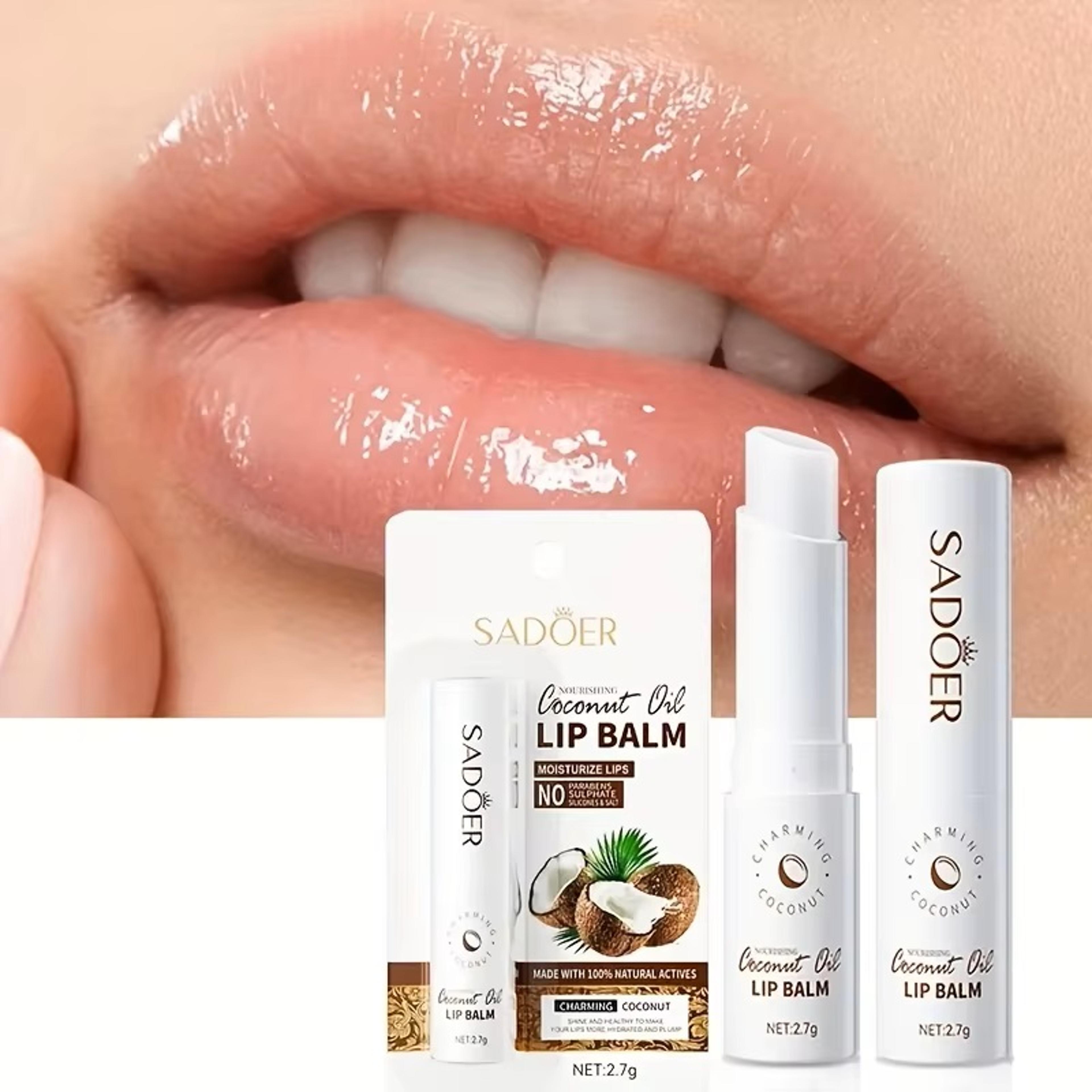 moisturizing lip balm with coconut extract & vitamin c, long-lasting hydration for soft lips