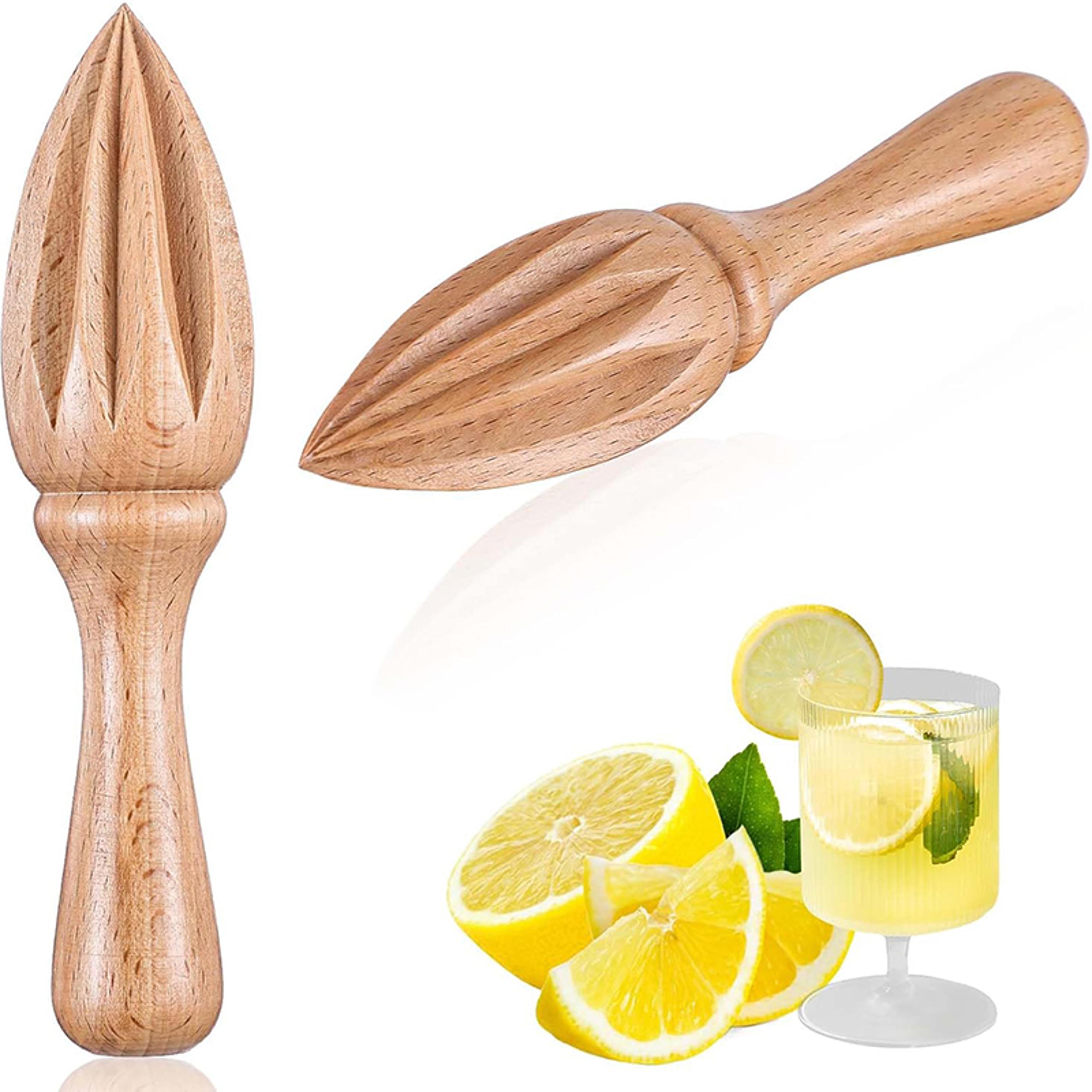 manual wooden citrus reamer lemon squeezer, portable hand juicer for oranges lemons, mini fruit juicer kitchen tool