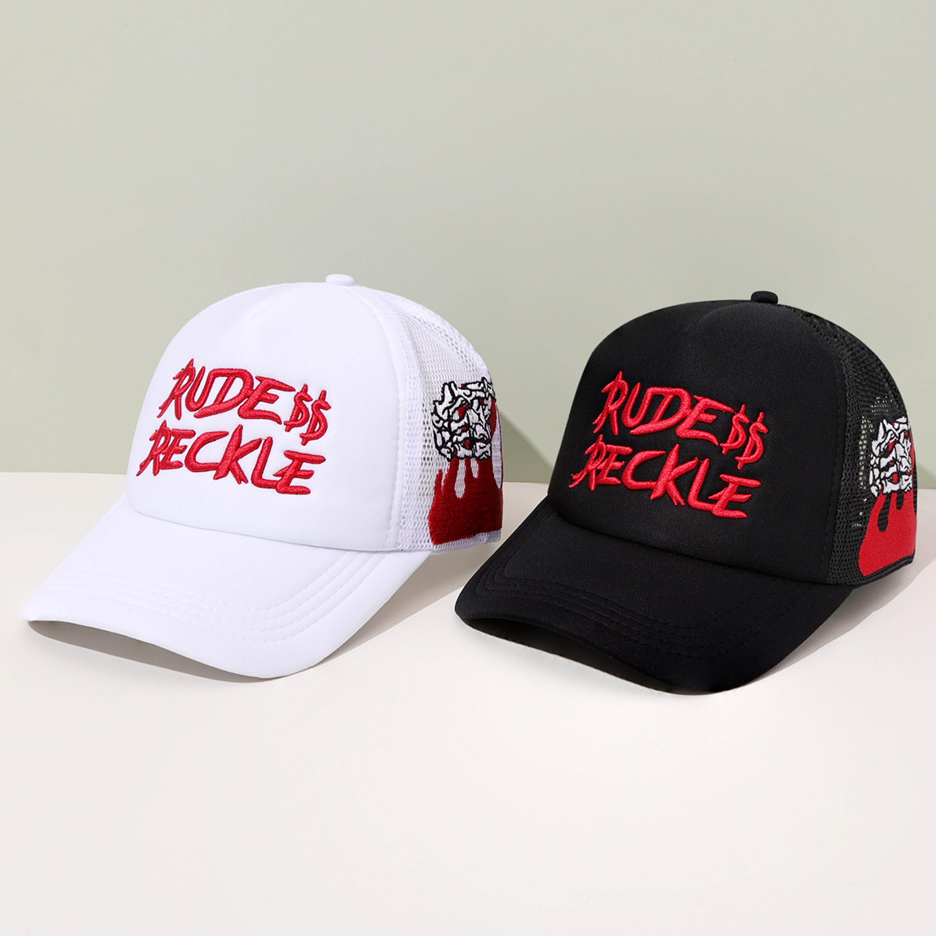 mesh breathable baseball cap, fashionable with english embroidery, perfect for outdoor and daily wear
