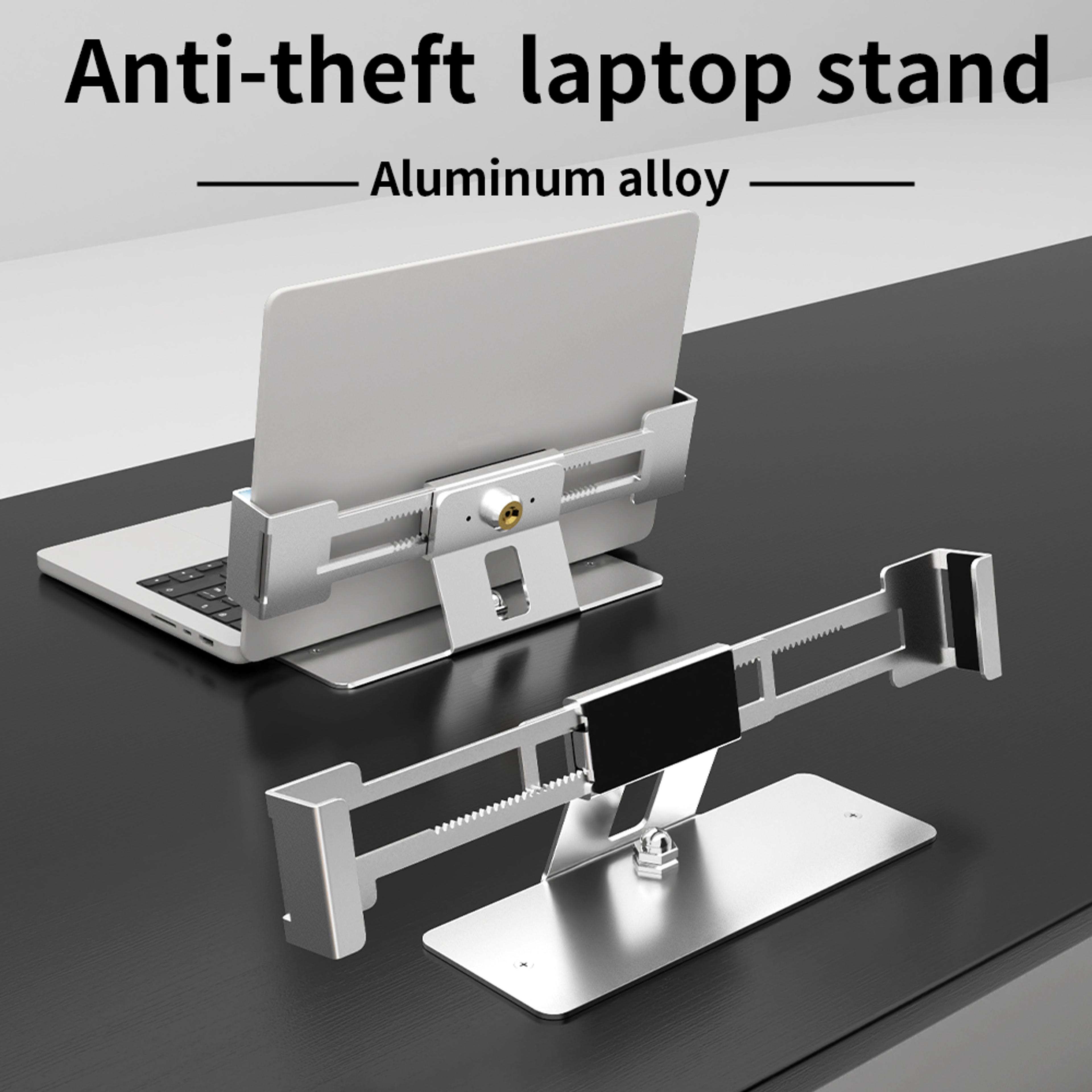 anti theft aluminum laptop stand, security lock with key, 13-19 inch display holder, laptop tablet bracket