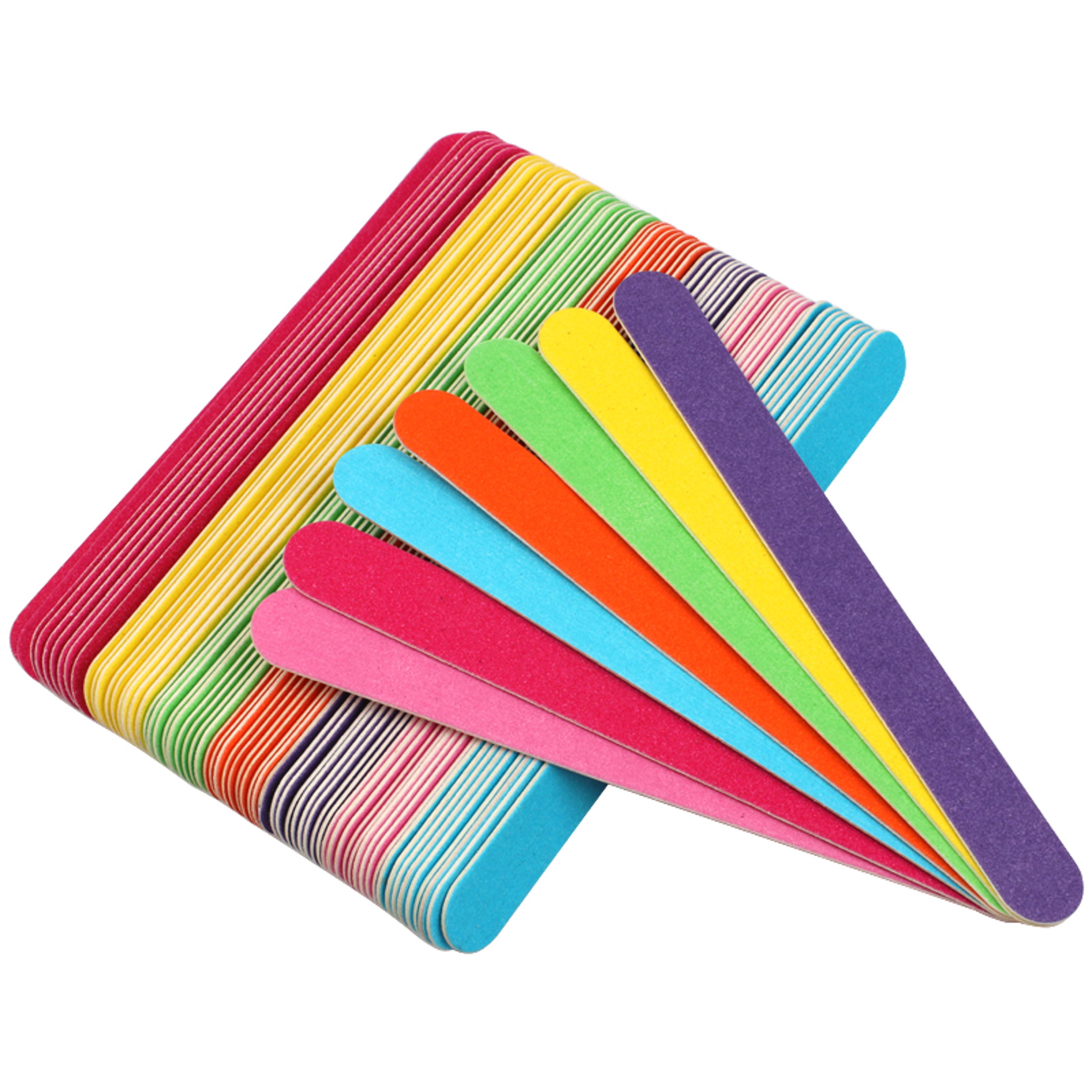 professional nail files 20pcs/lot wooden nail file, 180/240 colorful sandpaper buffers for pedicure manicure