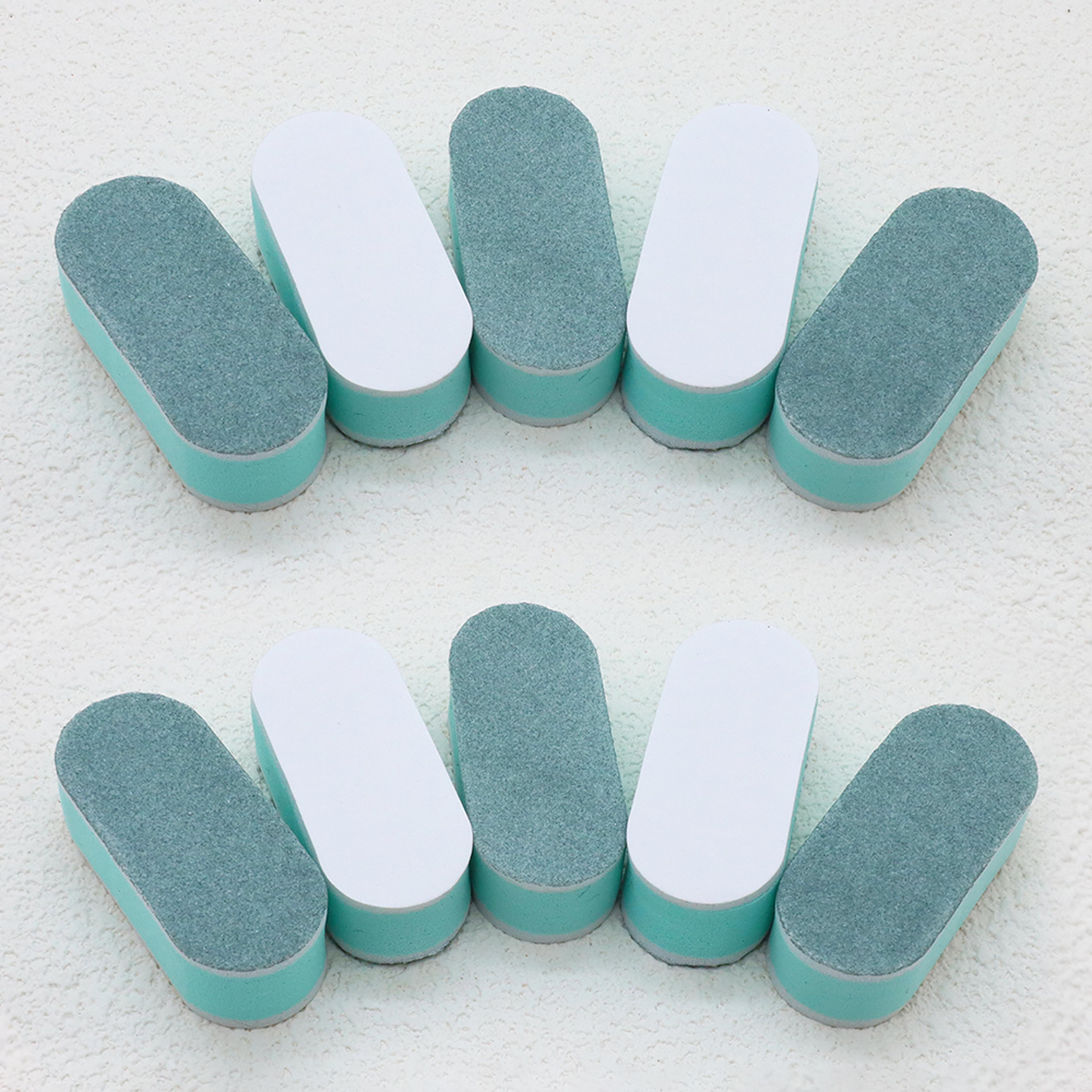 green core nail buffers oval sponge, double-sided manicure polishing tools, portable shaping durable nail care equipment