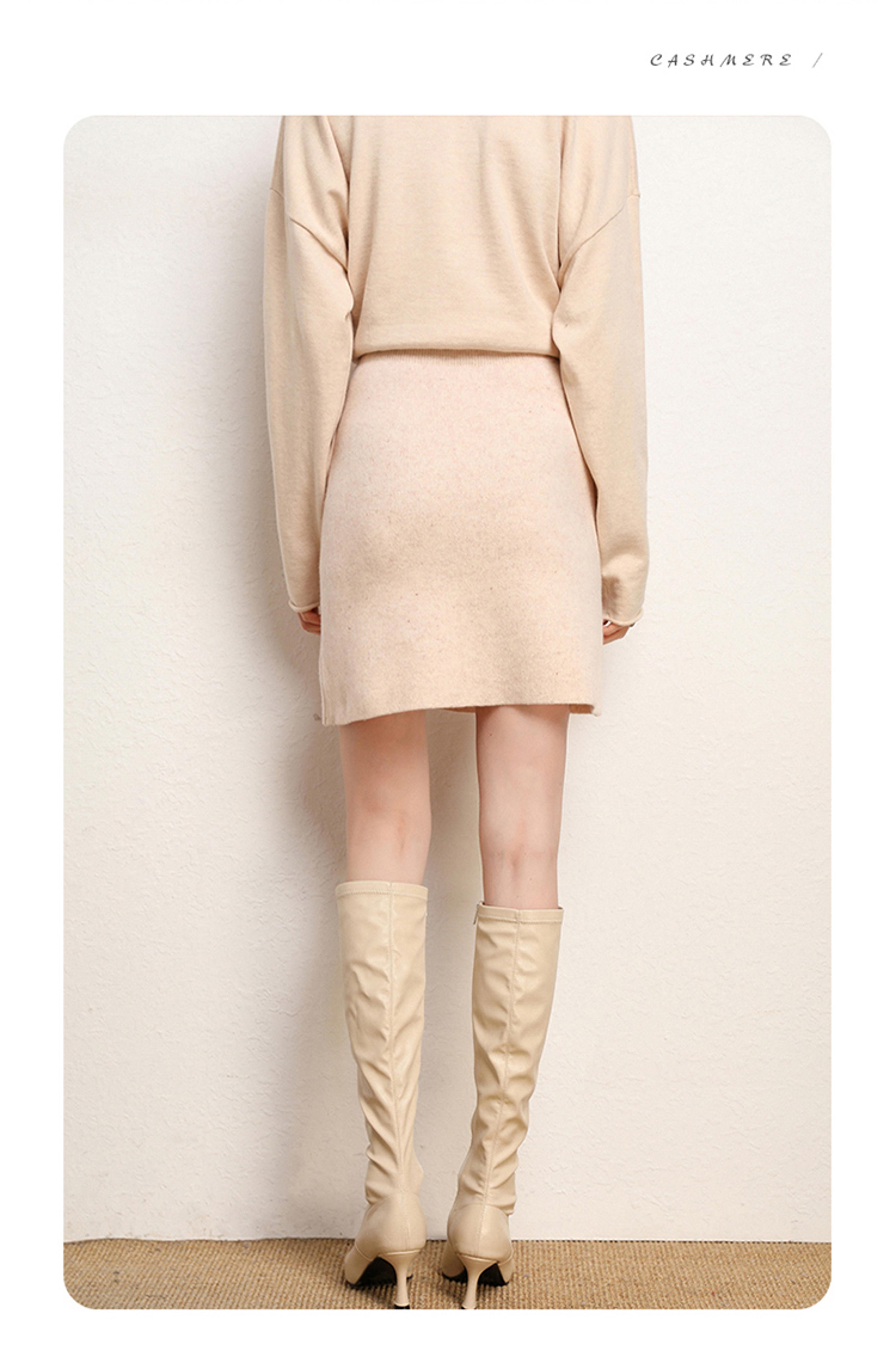 100% pure cashmere skirt for women, knitted winter mid-length skirt, warm, soft, and comfortable fashion skirt