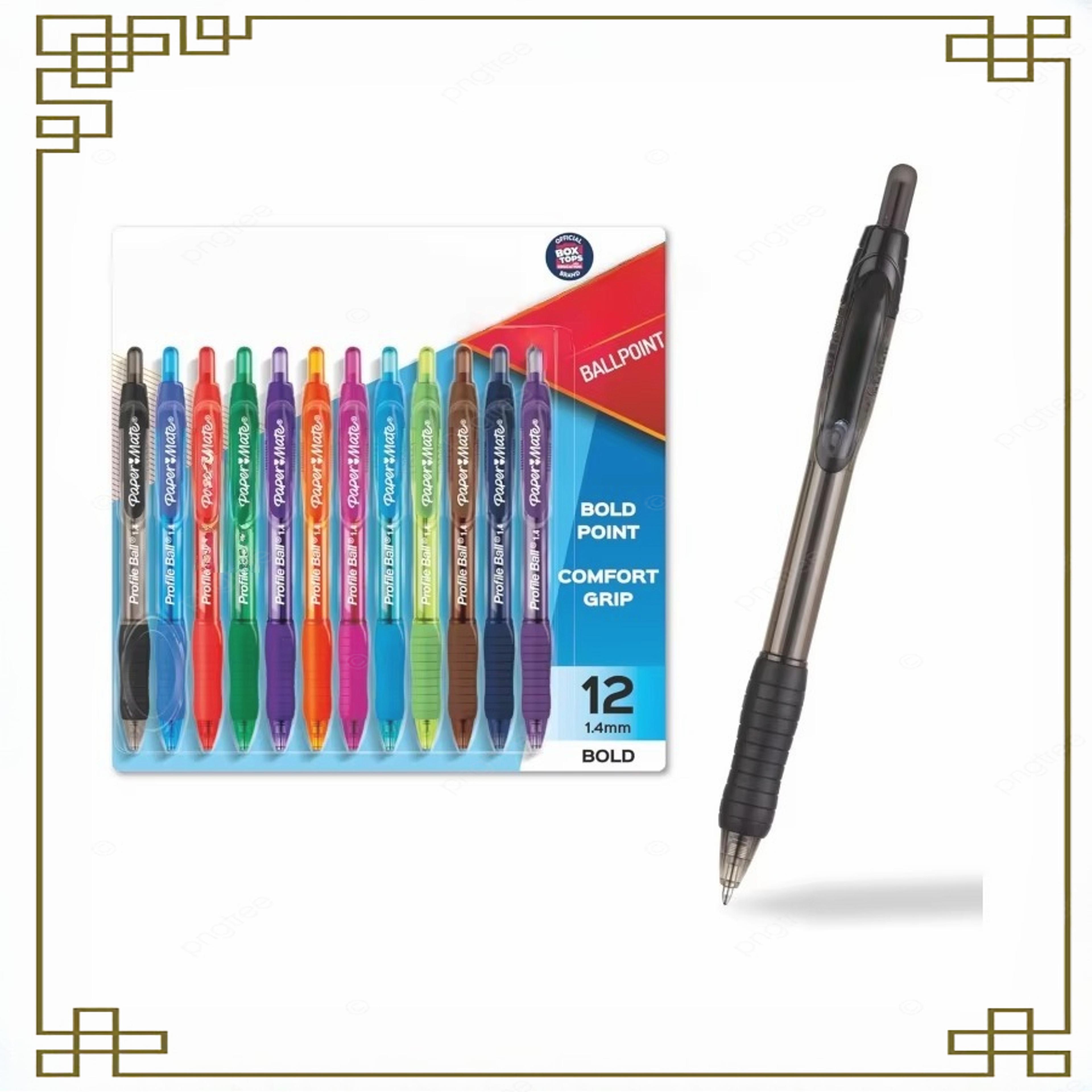 1.4mm bold click gel pens, 12-piece multi-color set, for school notes, office work, and teacher supplies