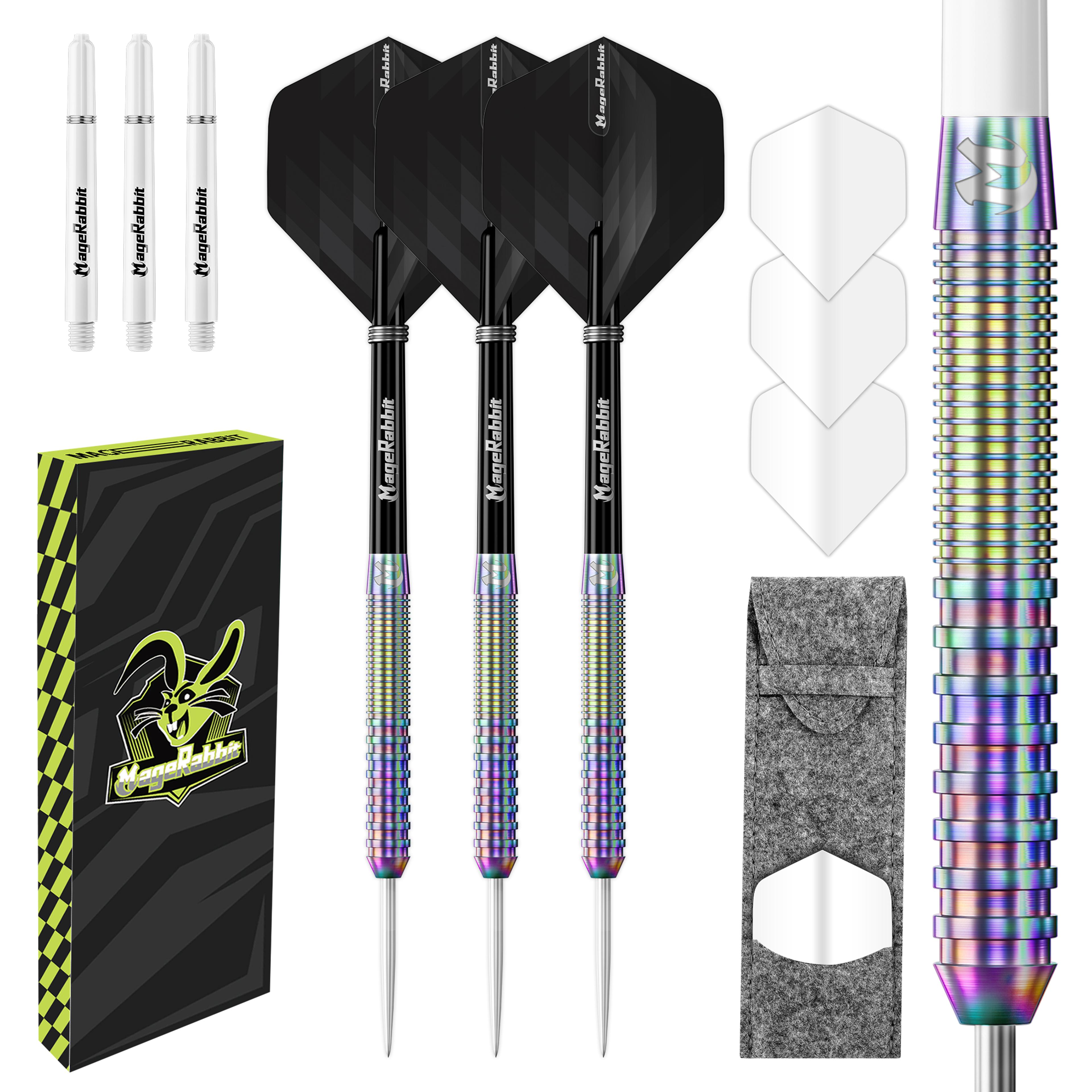 magerabbit tungsten darts, professional darts set, high profile for competitive play, with flights, shafts wallet case