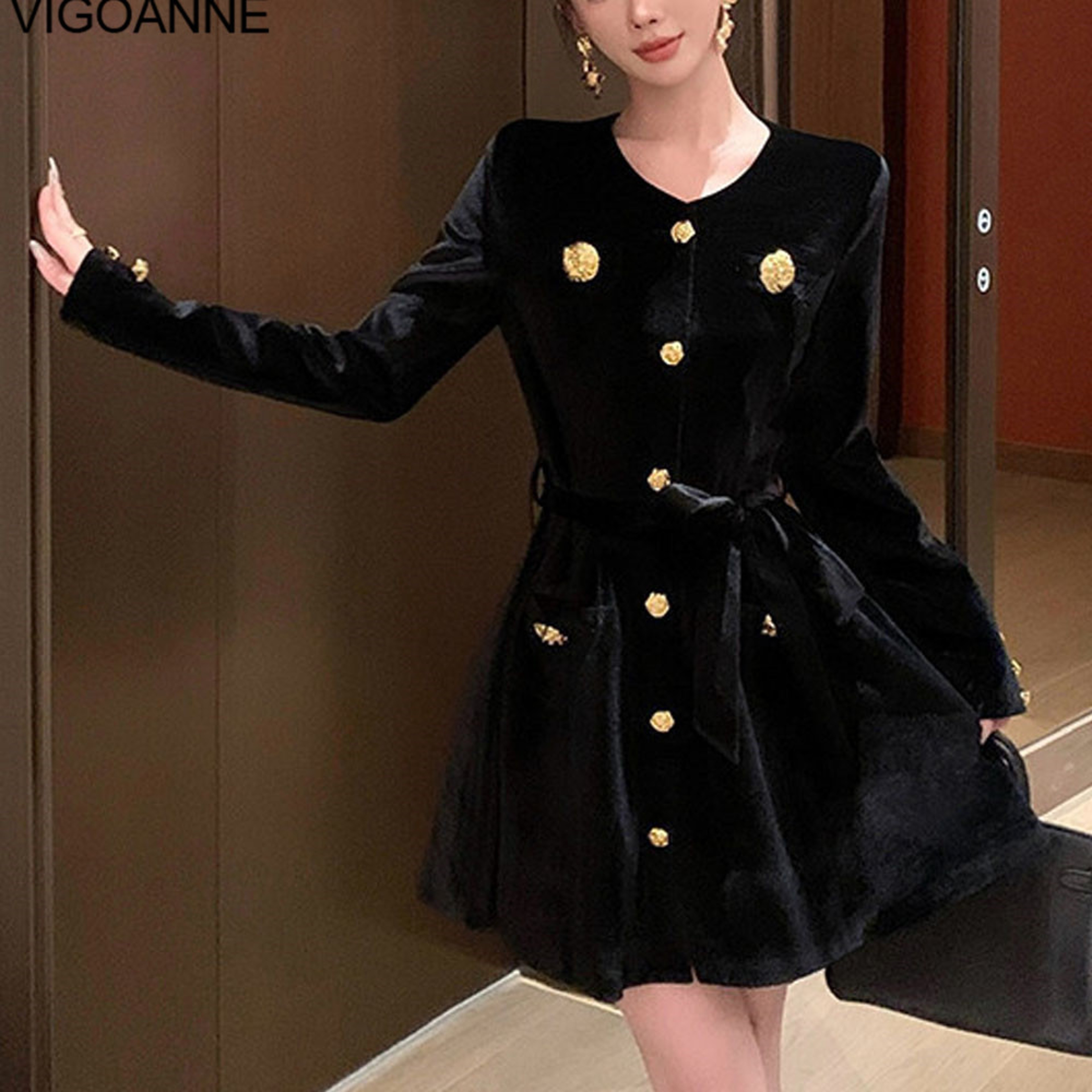 elegant korean black dress Korean Suspender Temperament Elegant Dress Black,XL