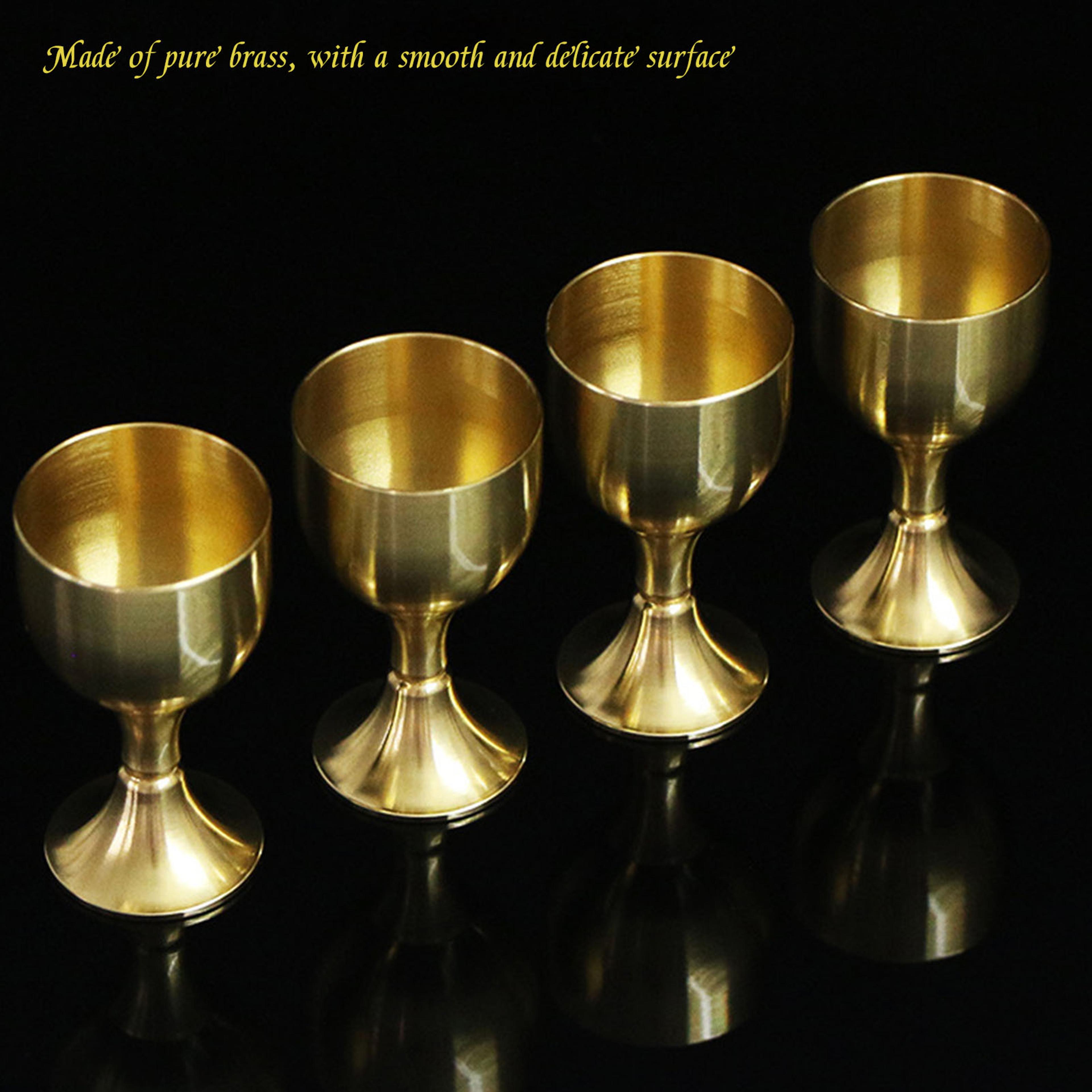 pure brass goblet, elegant copper chalice cup, metal liquor tumbler for cocktails and wine, party glass, home bar decor