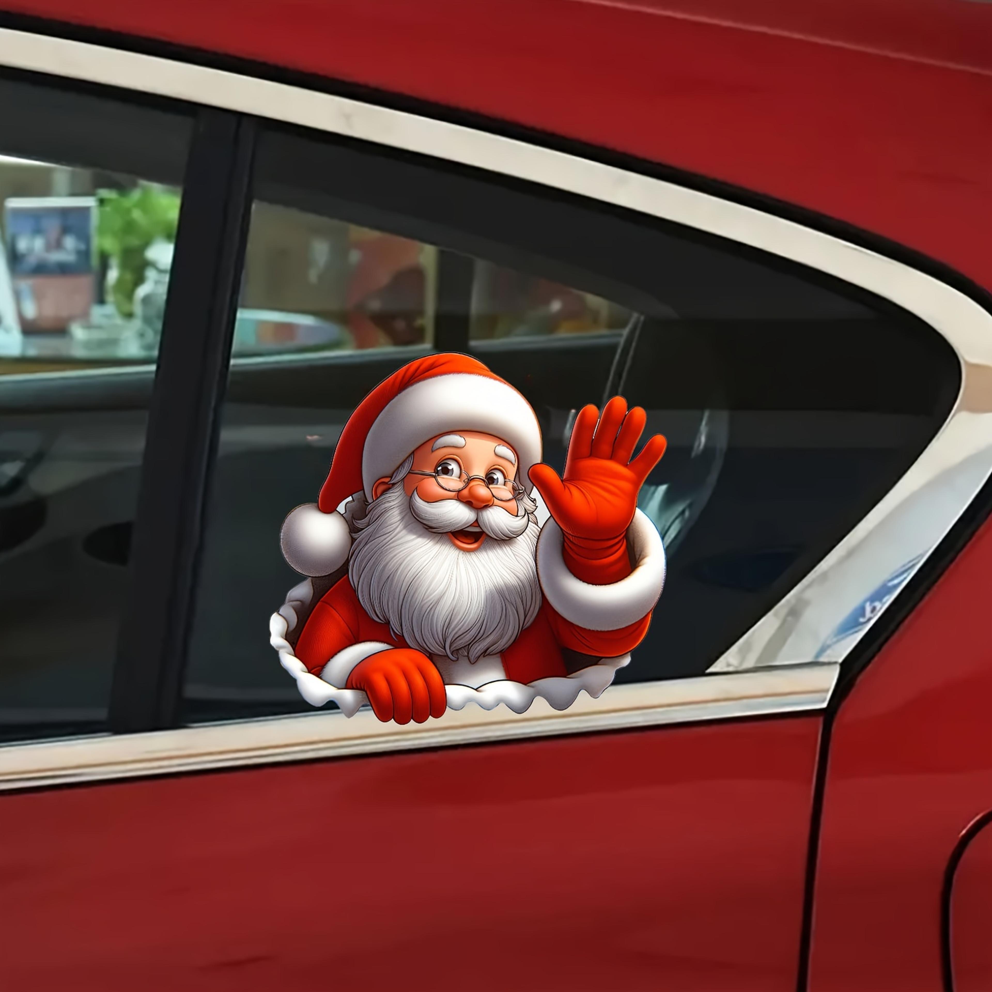 self-adhesive decorative sticker, santa claus waving, christmas pvc car and window vinyl