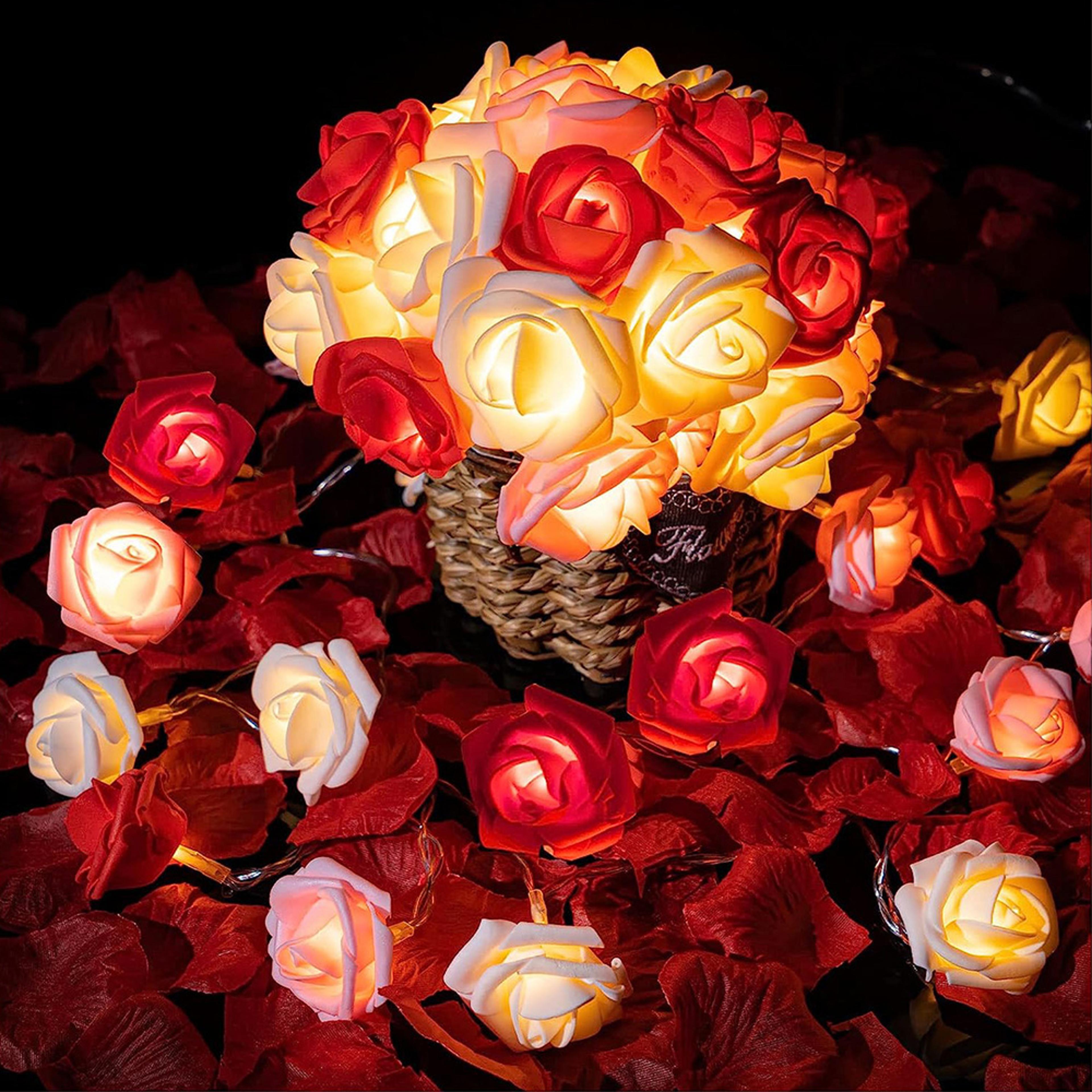 led rose string lights battery operated flower garland fairy lights for wedding valentine party and christmas decor