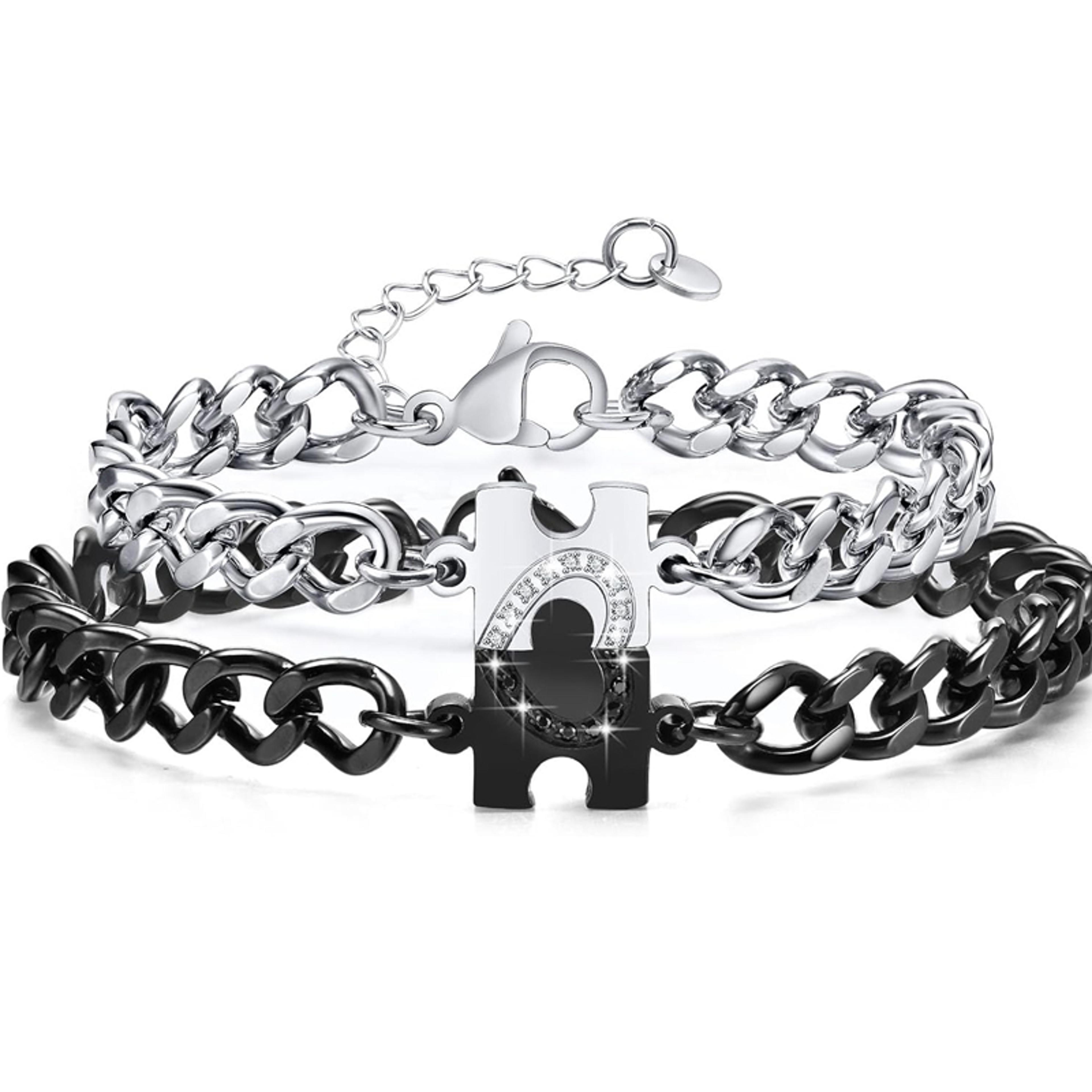 long distance relationship gifts matching bracelets for couples puzzle heart stainless steel his hers bracelets for wome