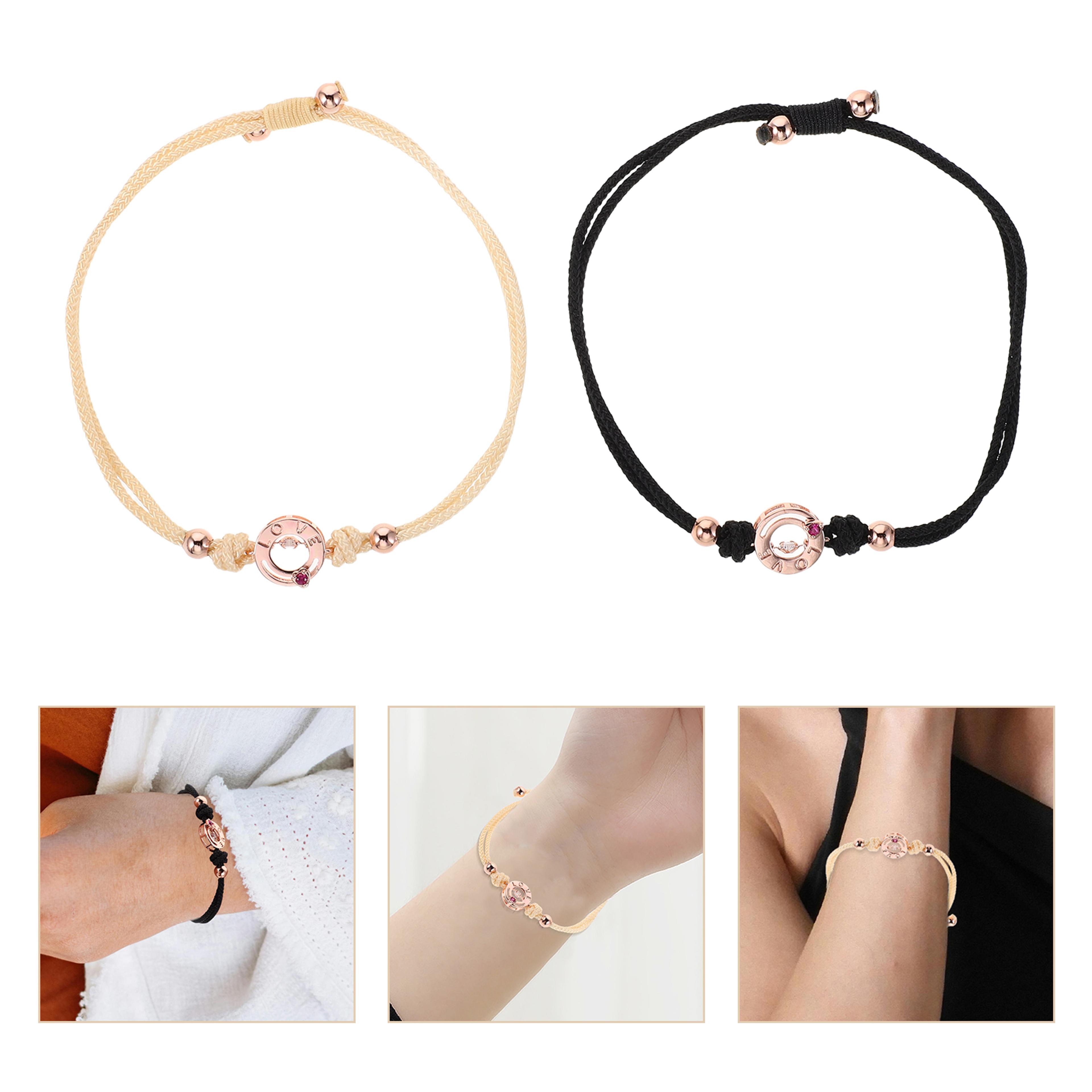 durable woven adjustable vibration touch bracelets for him her long distance relationship couples matching wristbands