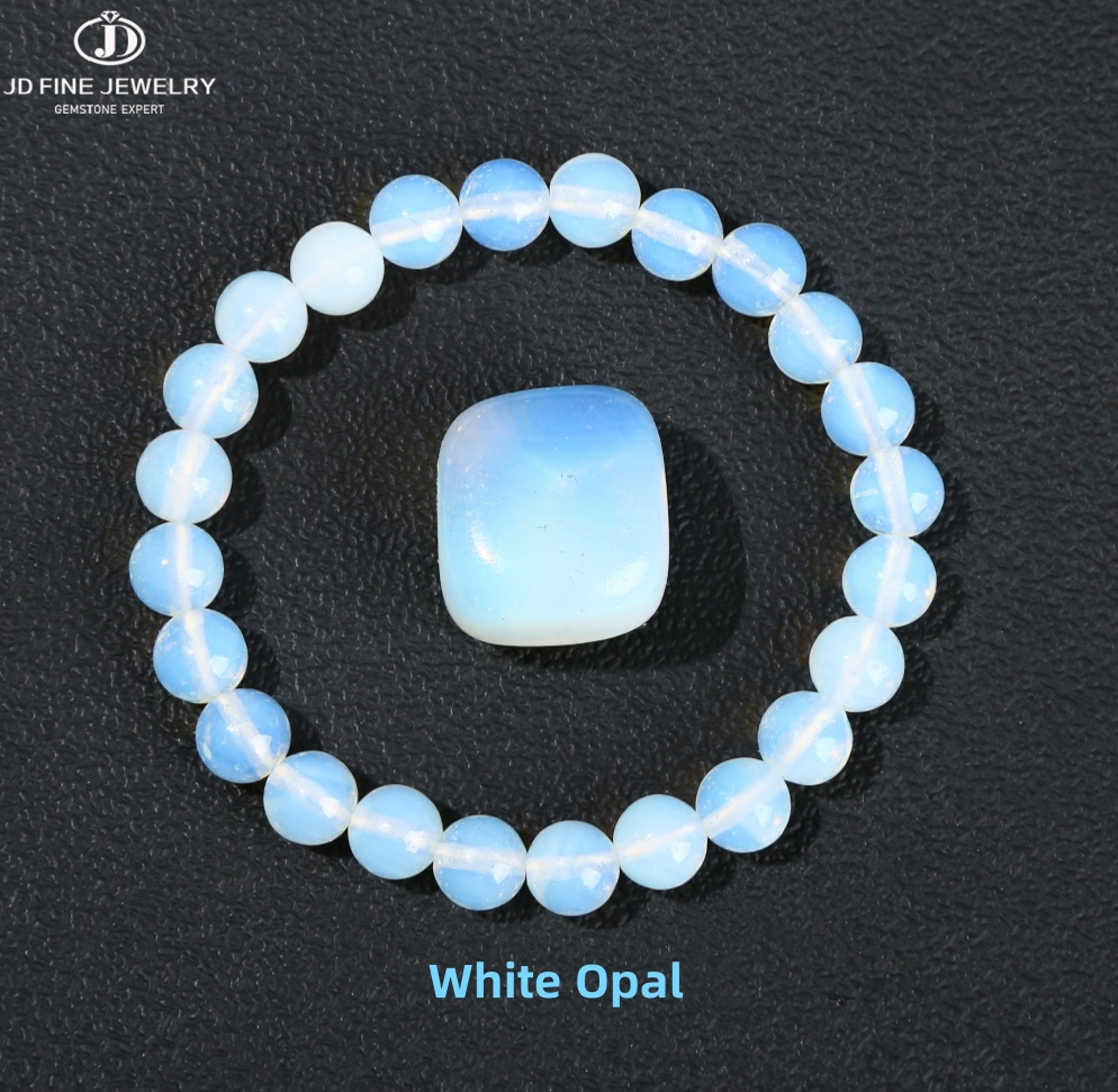 handmade opal stone bead stretch bracelet, simple circle design for men and women, reiki healing distance gift