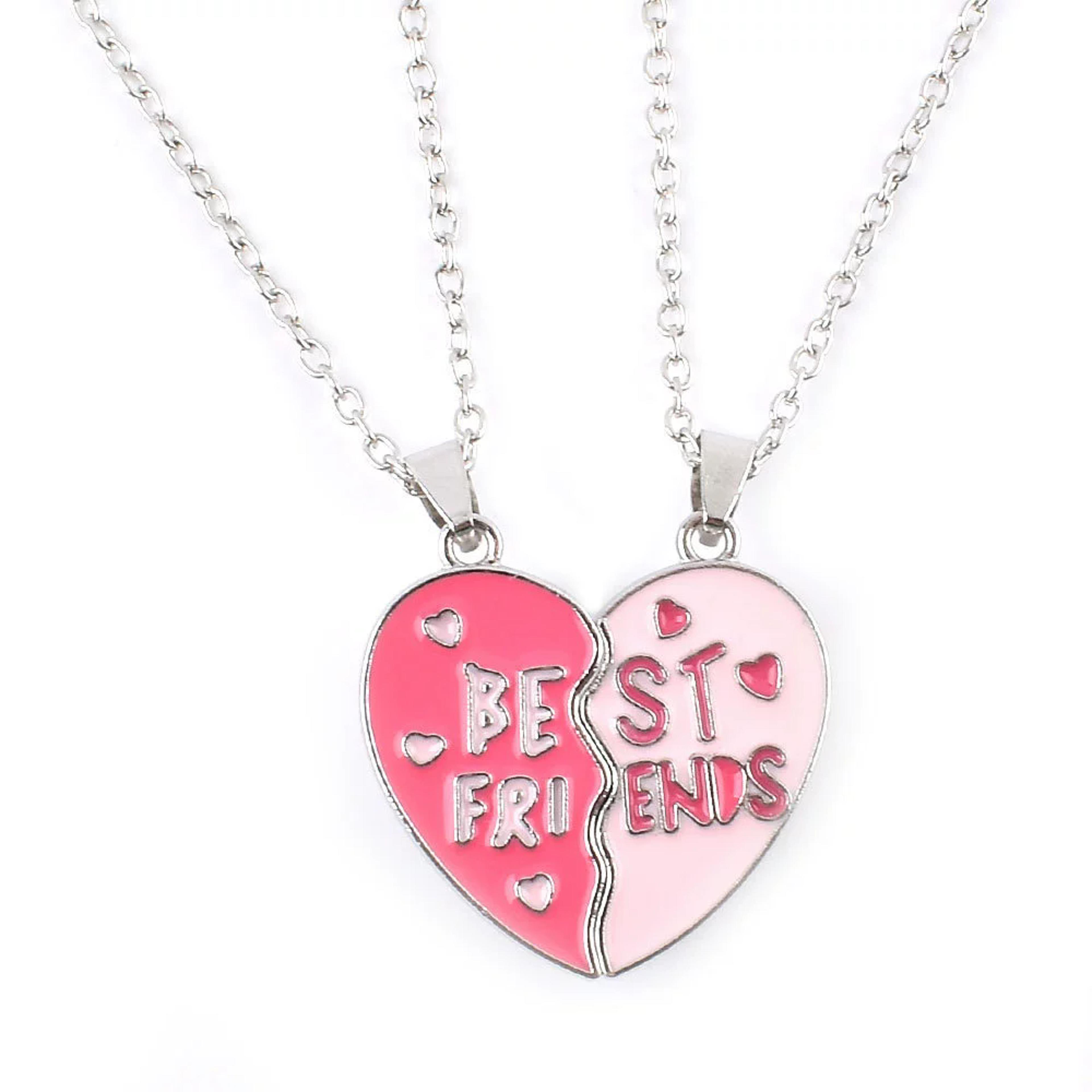 cute best friends magnetic necklace for women, fashion heart shaped pendant, stitching design best friends jewelry gift