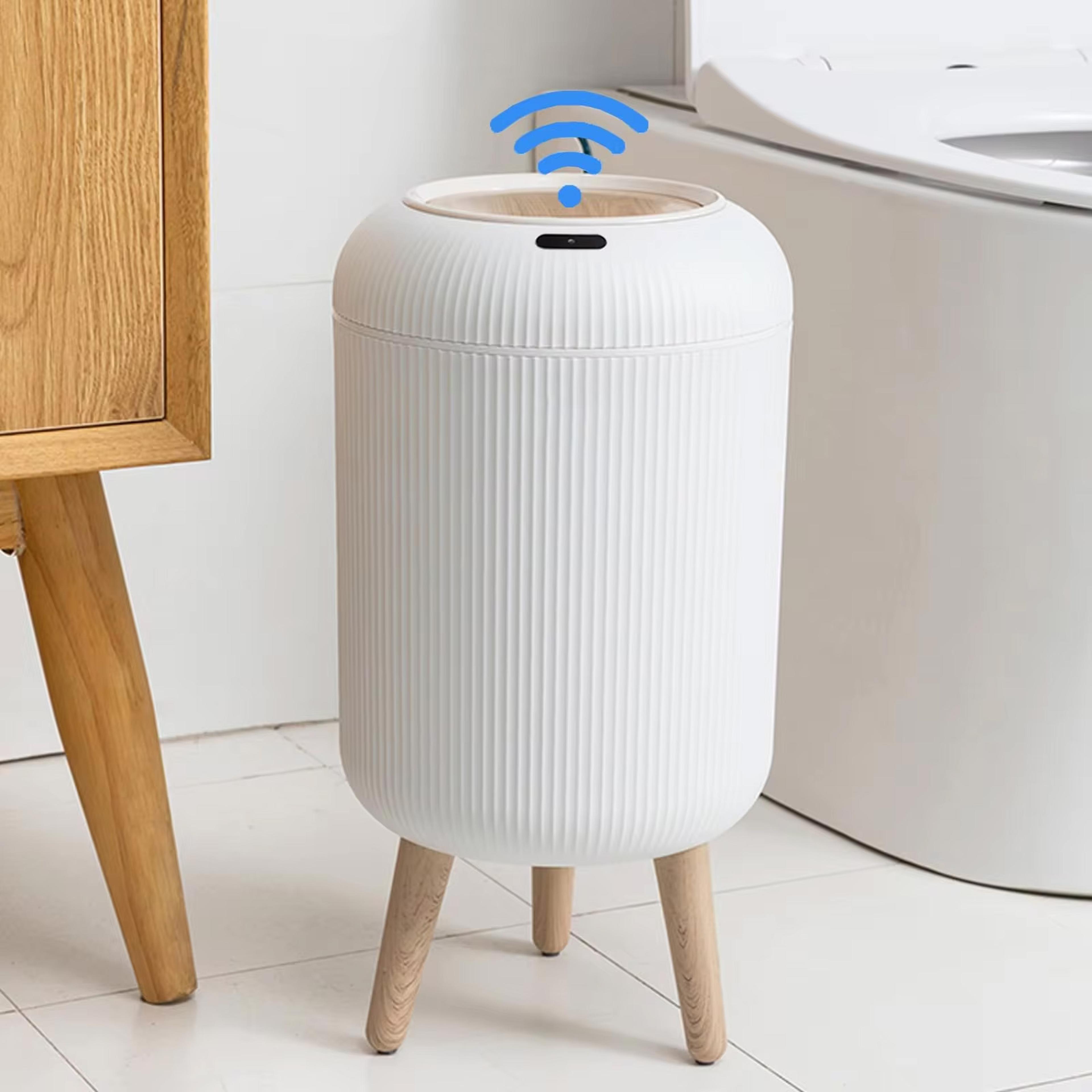 small plastic smart trash can with lid automatic motion sensor for bedroom bathroom kitchen office