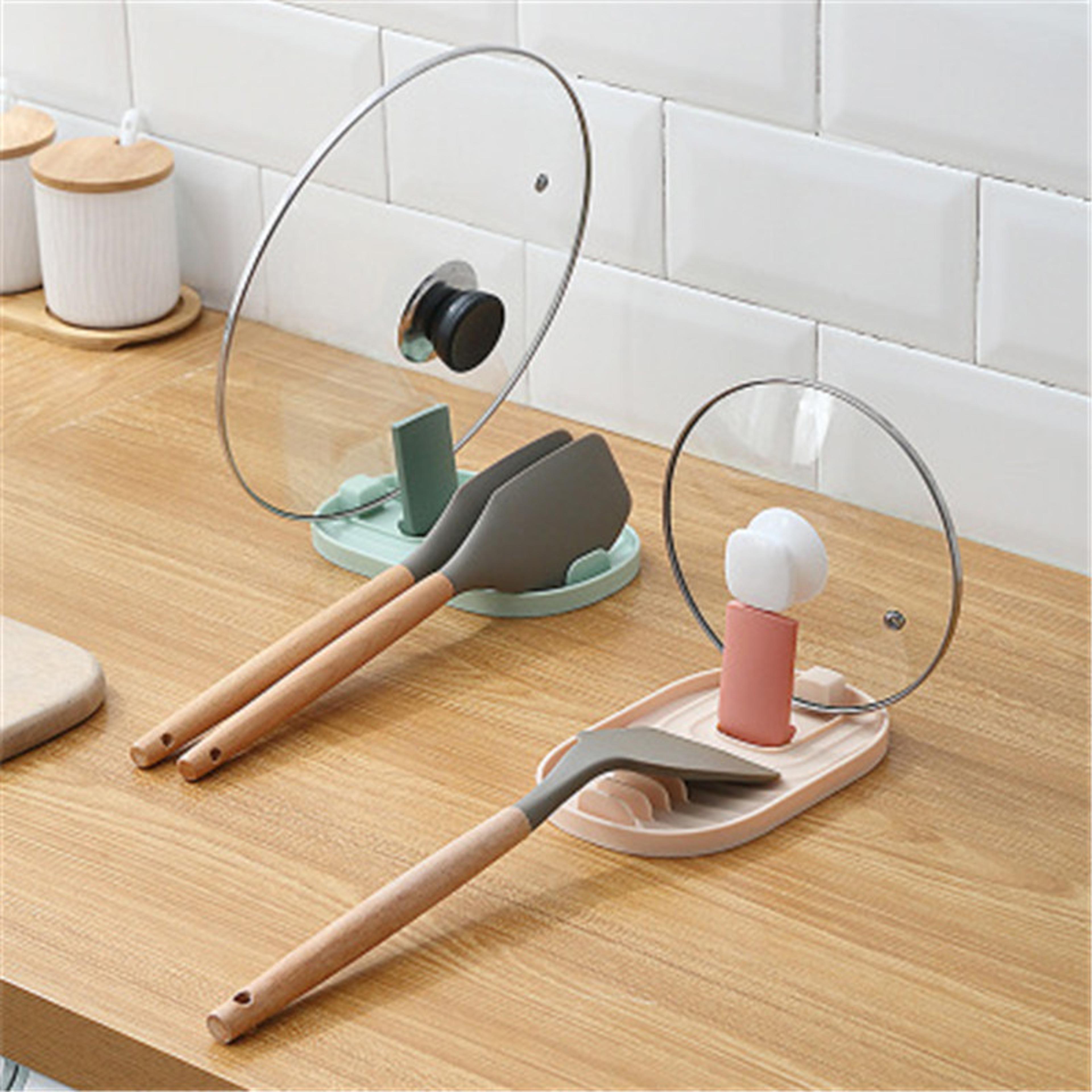 kitchen pot cover storage rack soup ladle pancake turner dish drain scoop holder organizer kitchen gadgets accessories