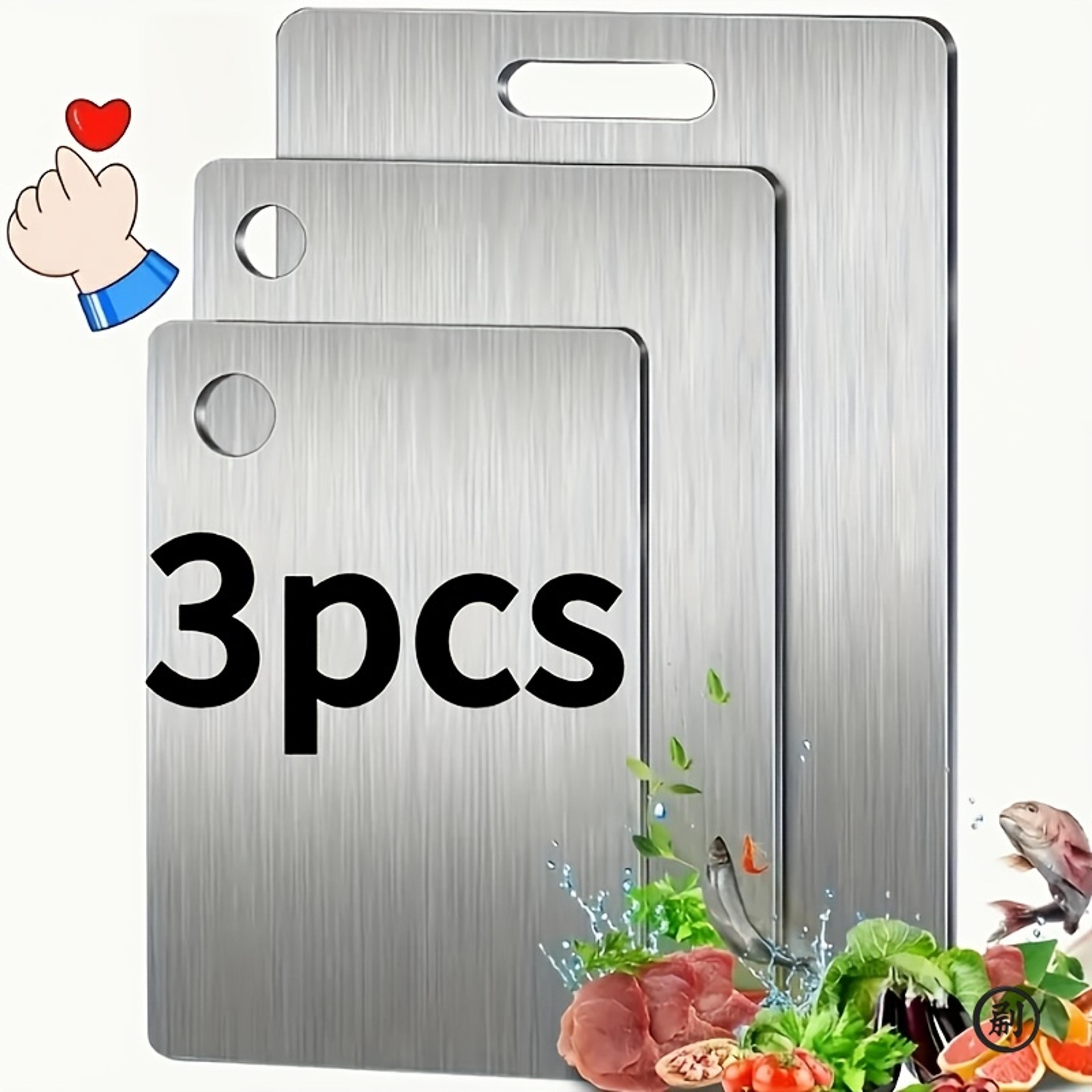 stainless steel cutting boards set bpa-free dishwasher safe non-slip with juice groove rustproof and space saving