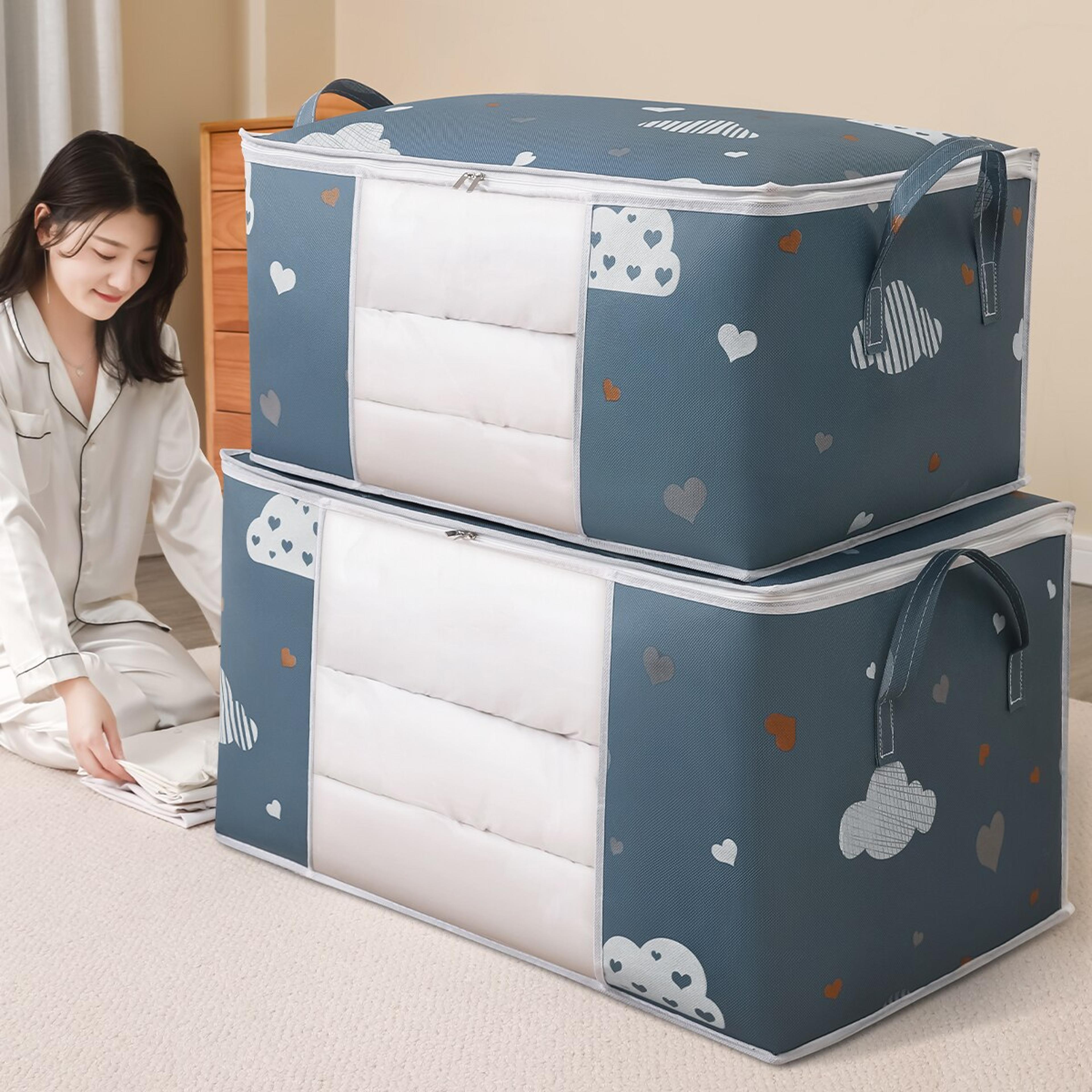foldable large capacity clothes storage bag with reinforced handle sturdy zipper for bedding blankets and more