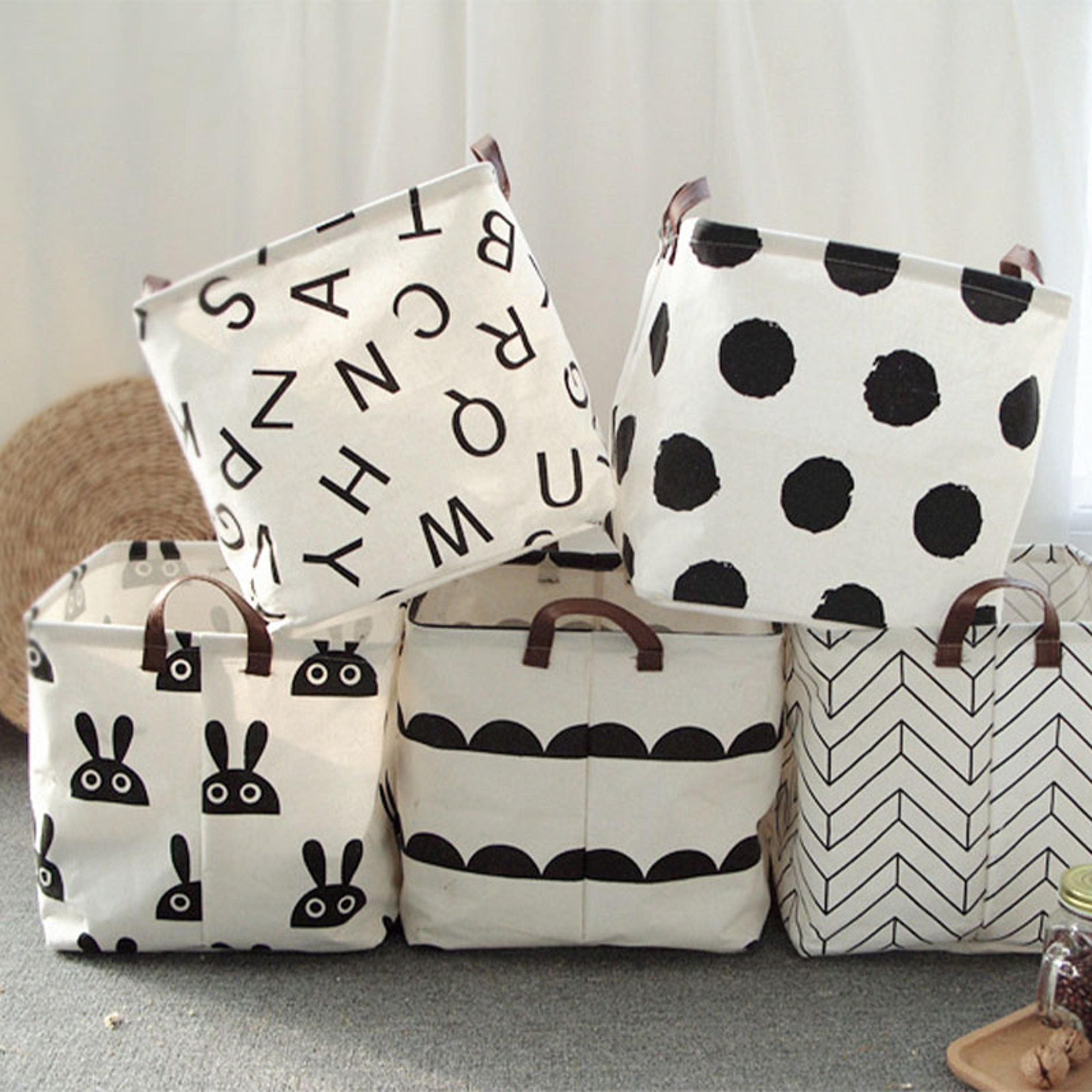 cotton linen household fabric square box folding toy storage basket for dirty clothes and miscellaneous items