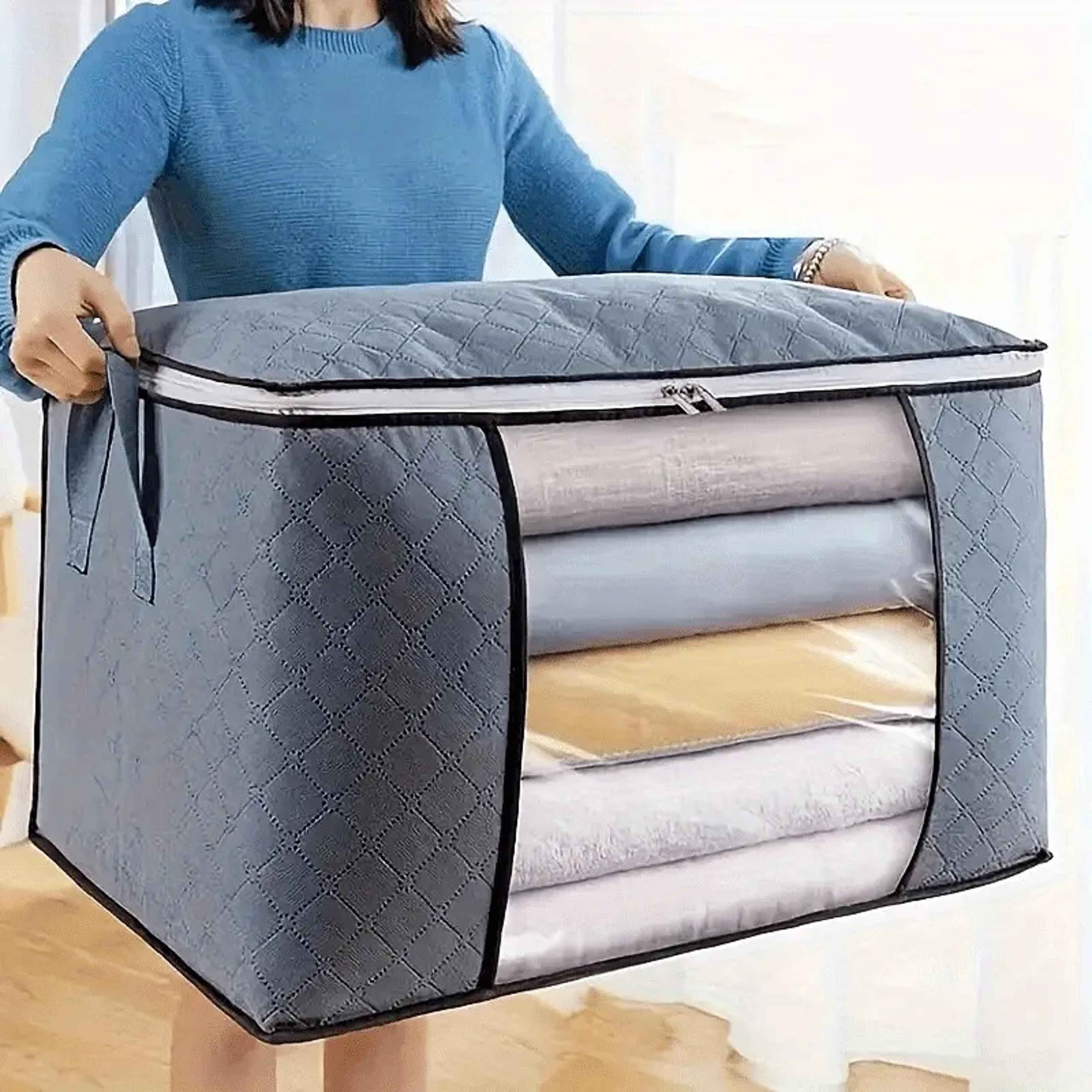 non woven quilt storage bag large capacity clothing organizer dustproof portable cotton pouch