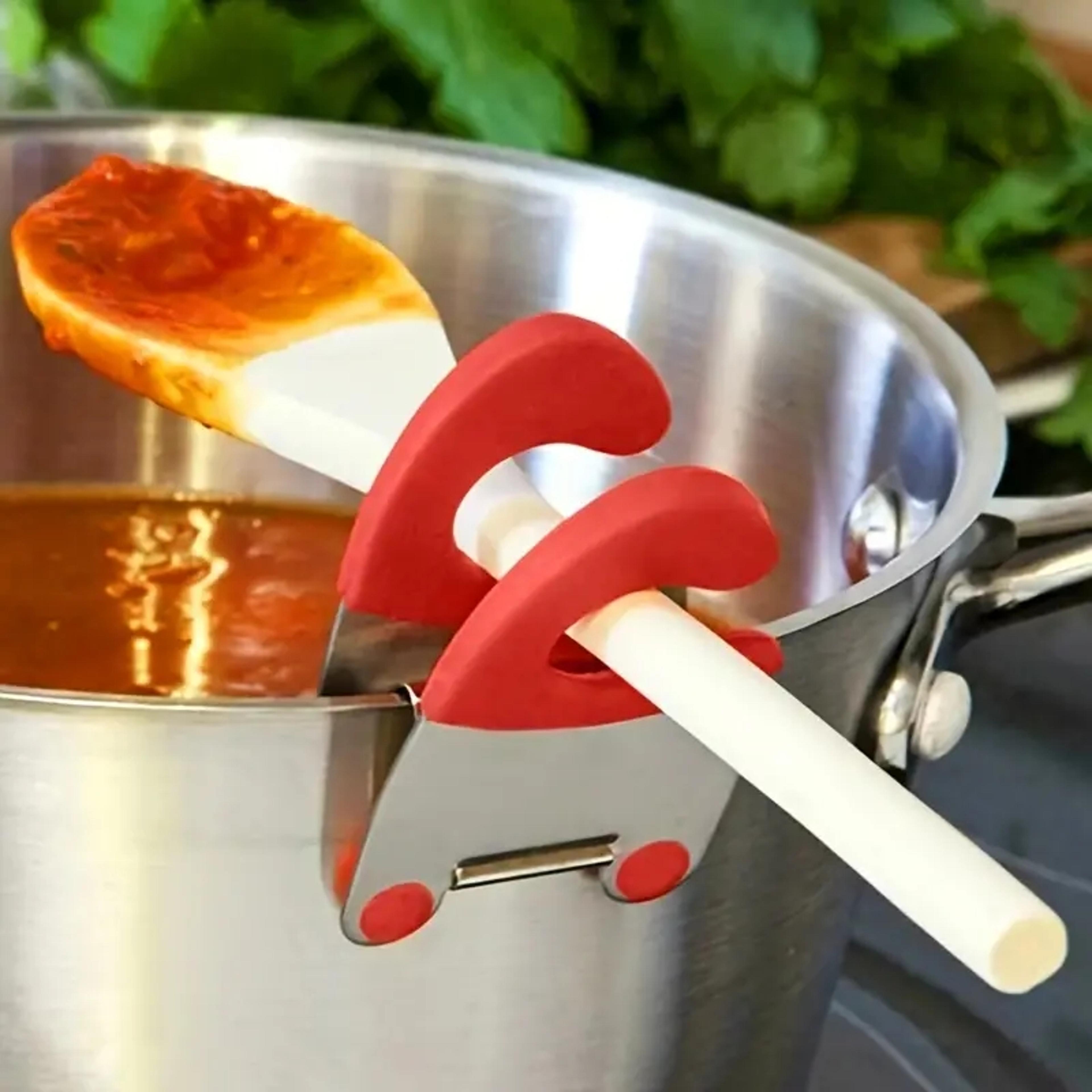 kitchen bowl clip anti-scalding spoon holder stainless steel pot side clips