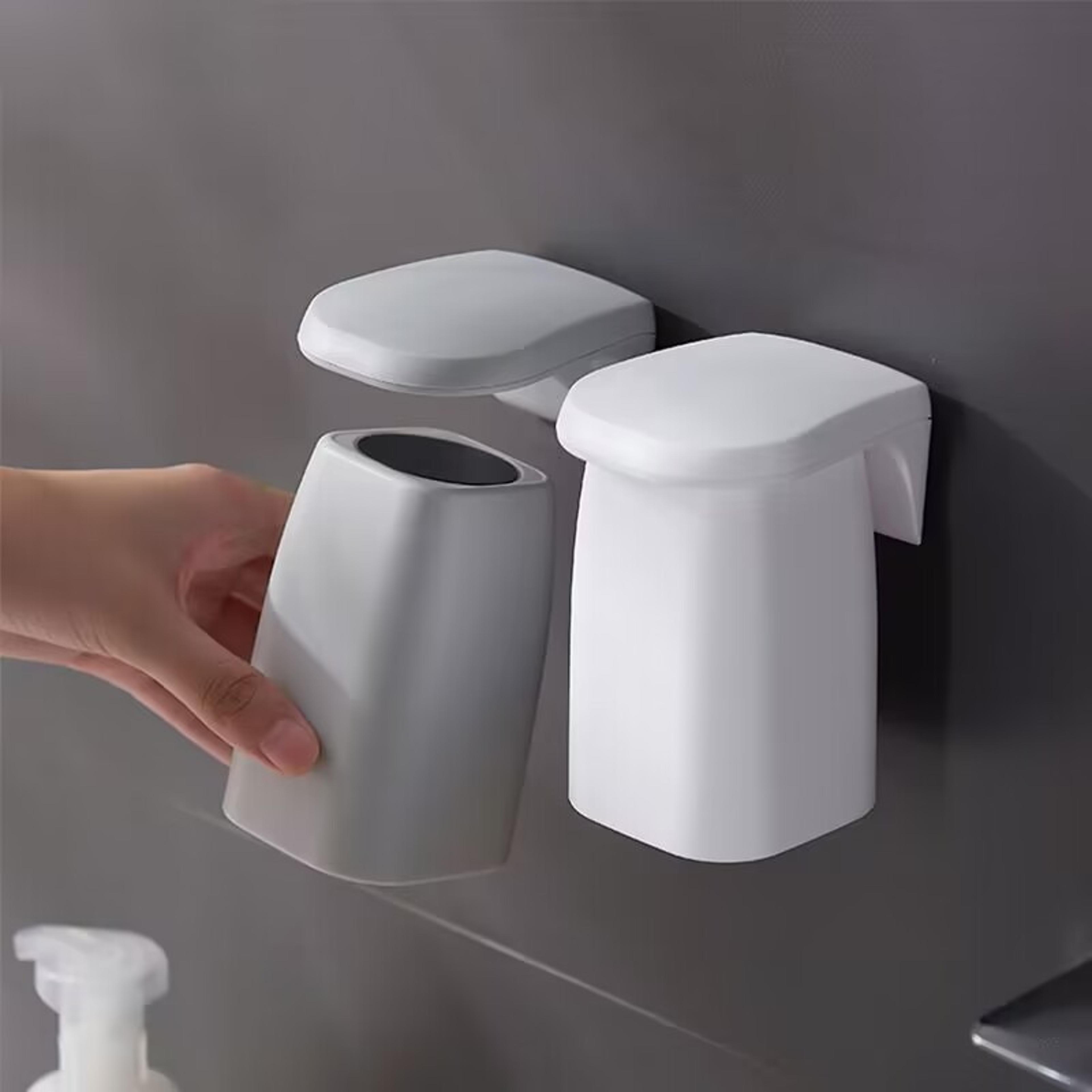 wall mounted toothbrush storage rack minimalist magnetic mouthwash cup dental jar