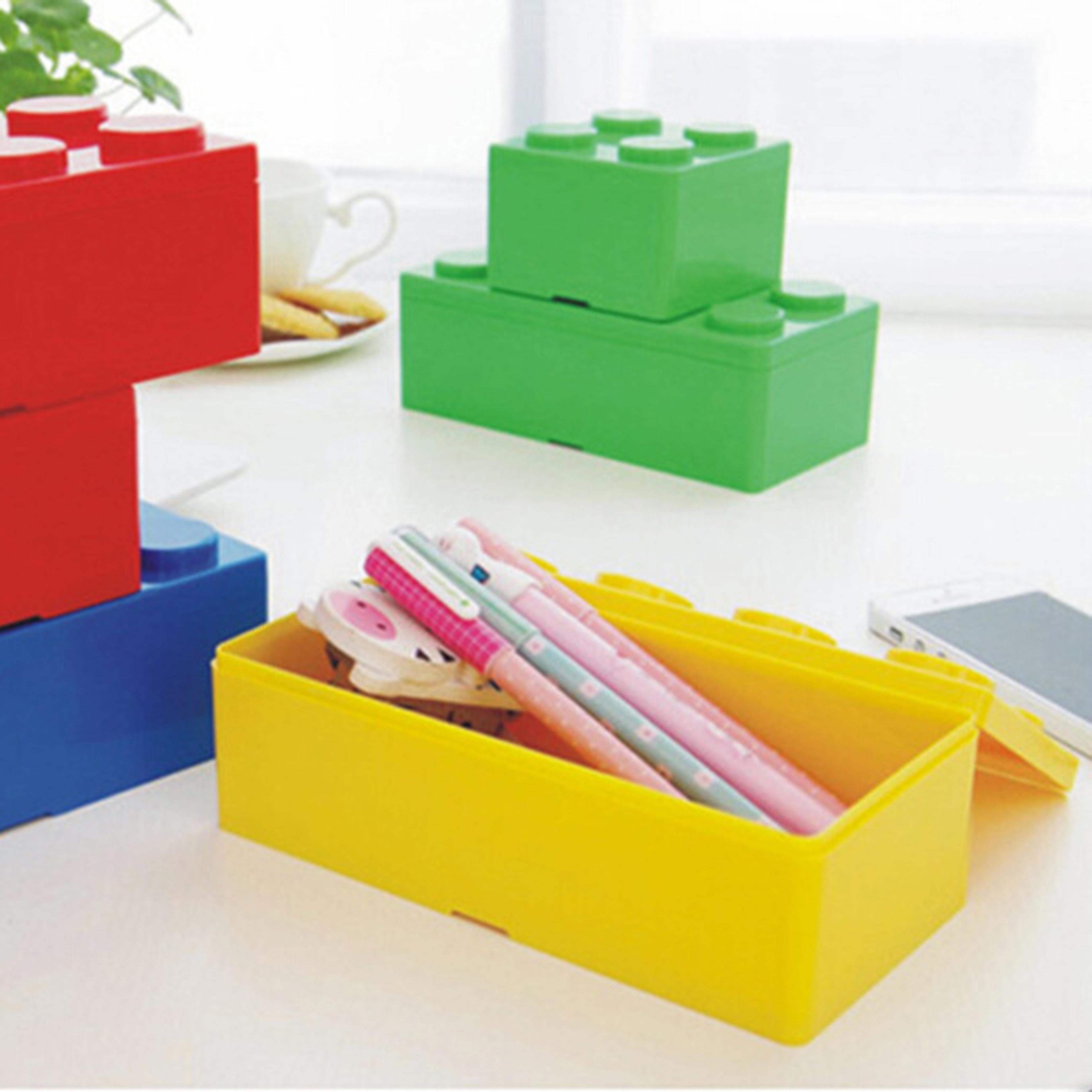 stackable creative building block storage box, perfect for home, office and educational use, diy storage solution