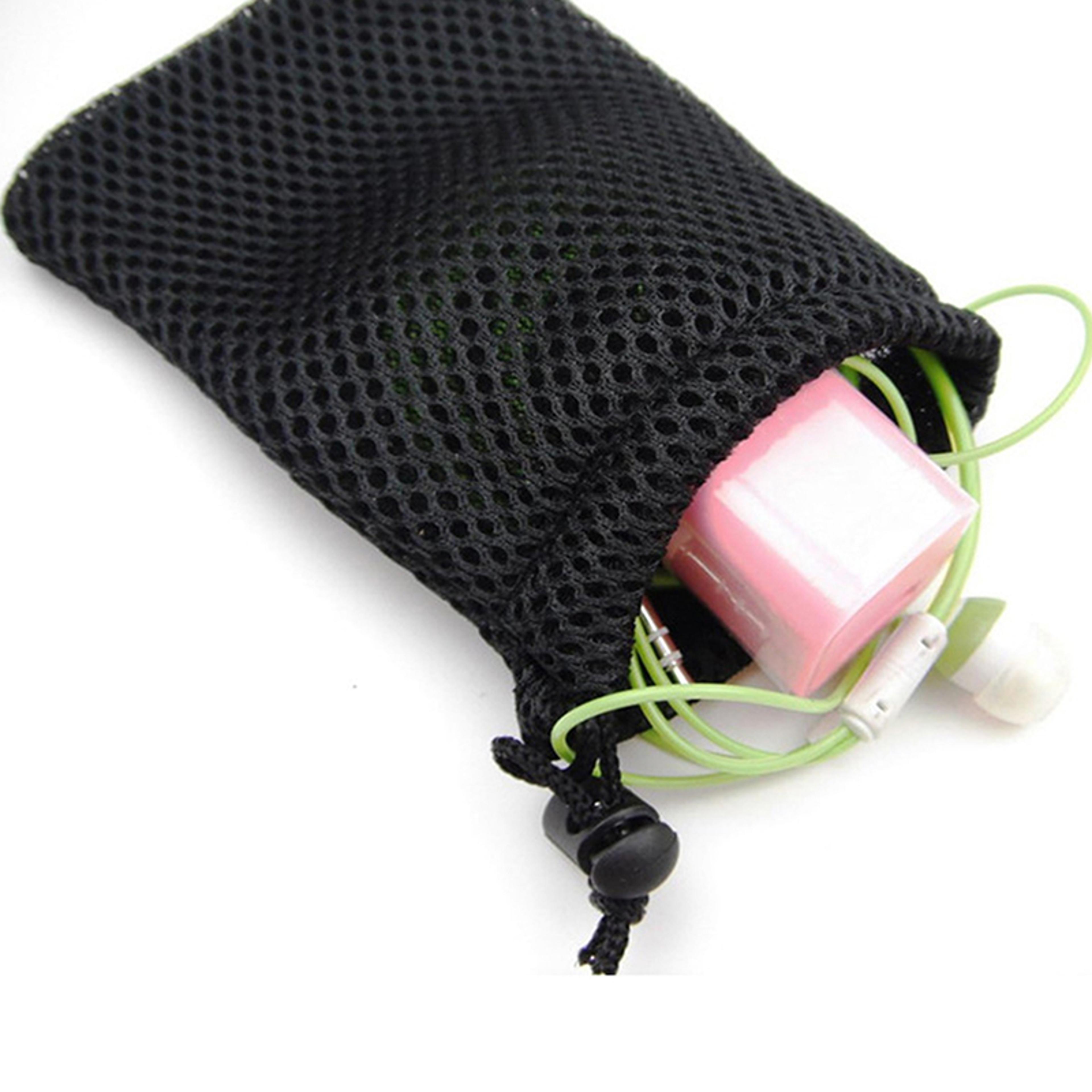 multi purpose nylon mesh drawstring storage pouch bag for travel and outdoor, ideal organizer for digital products