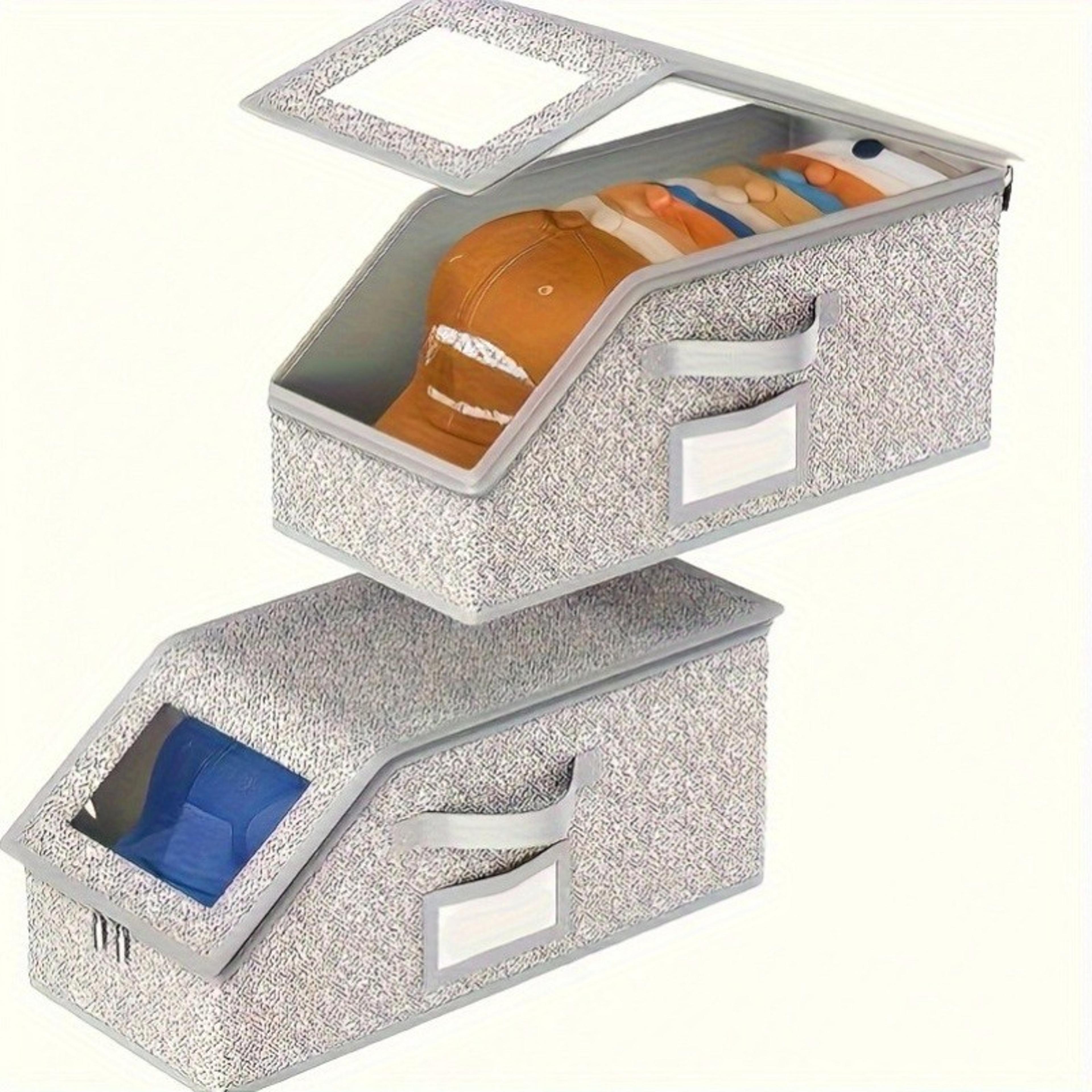 foldable fabric closet organizer, dust-proof baseball cap storage box, stackable container for hats clothes dolls