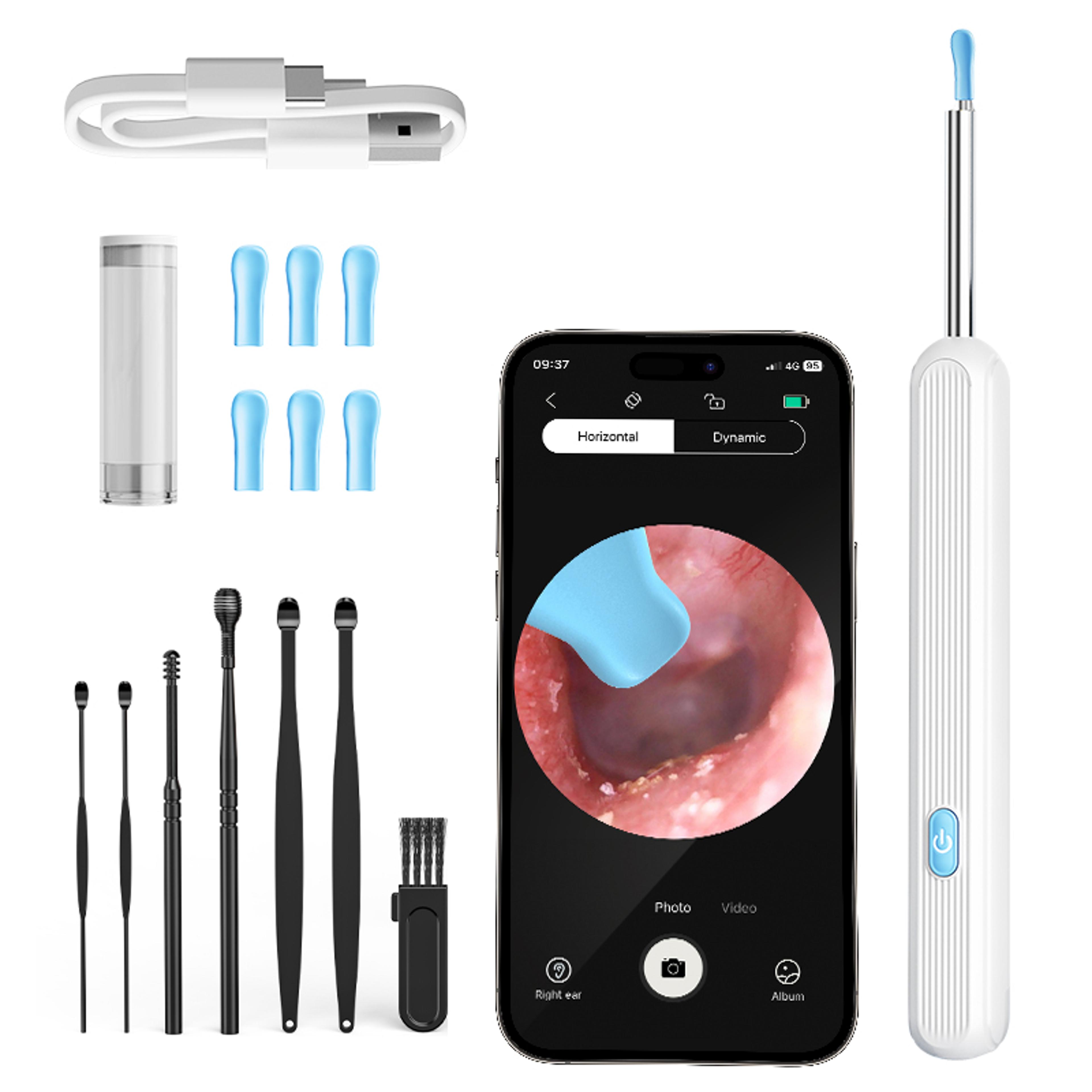 hd visual ear cleaner with camera, usb charging otoscope ear stick wax removal tool