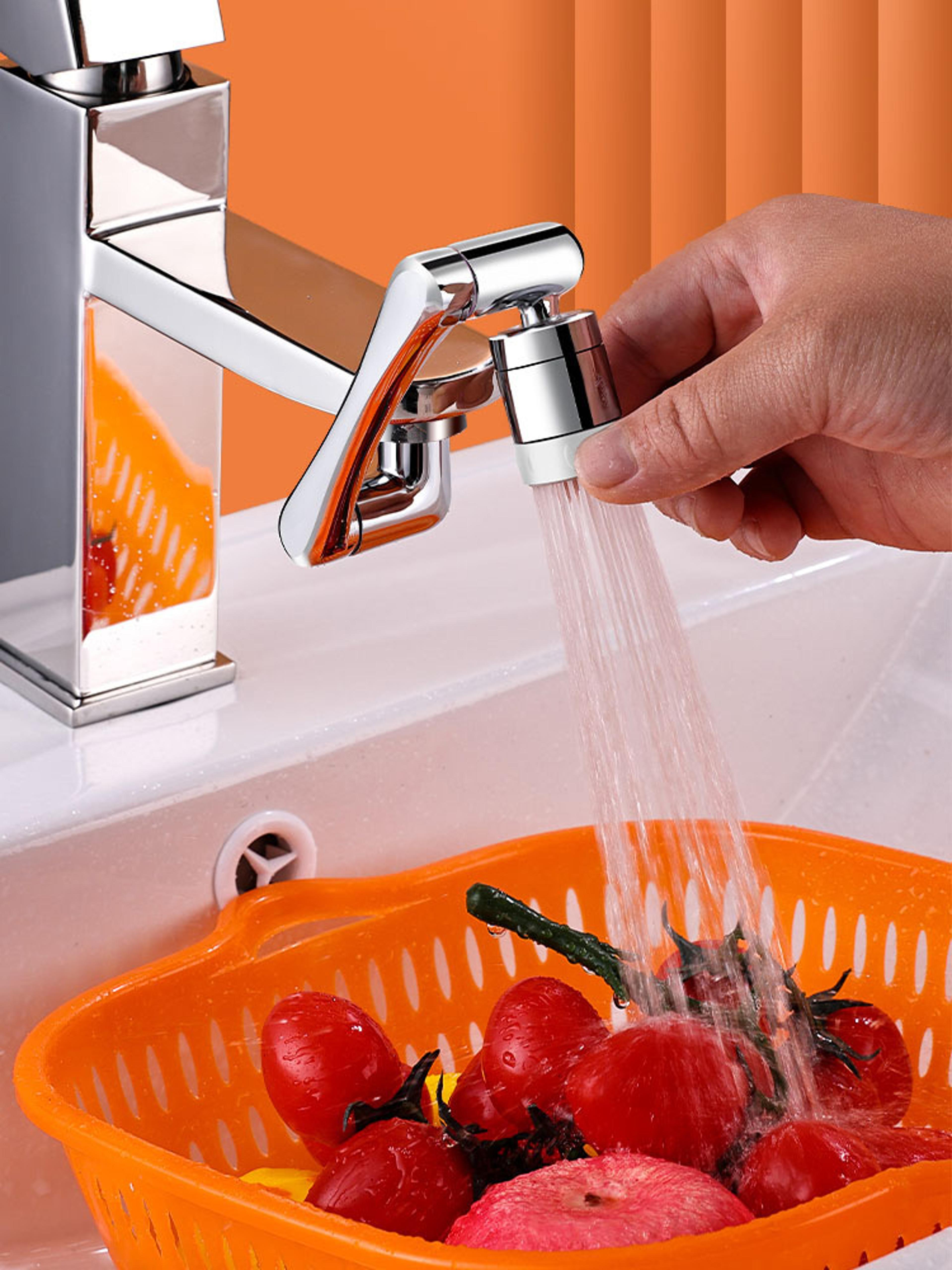 swivel robotic arm faucet extender, stainless steel universal, kitchen sink aerator, water flow mode