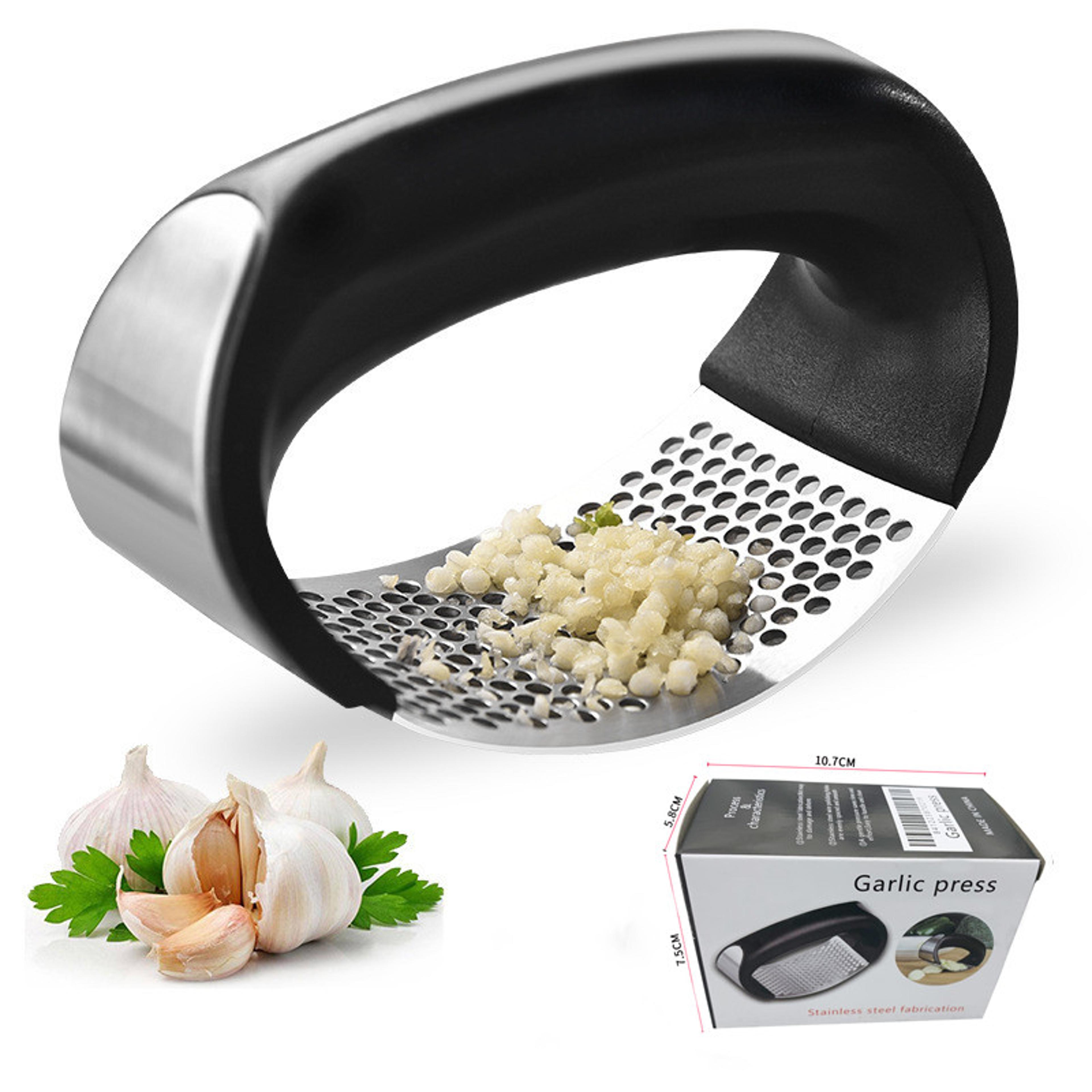 manual stainless steel garlic press crusher mincer for easy chopping, kitchen gadget for garlic and vegetable
