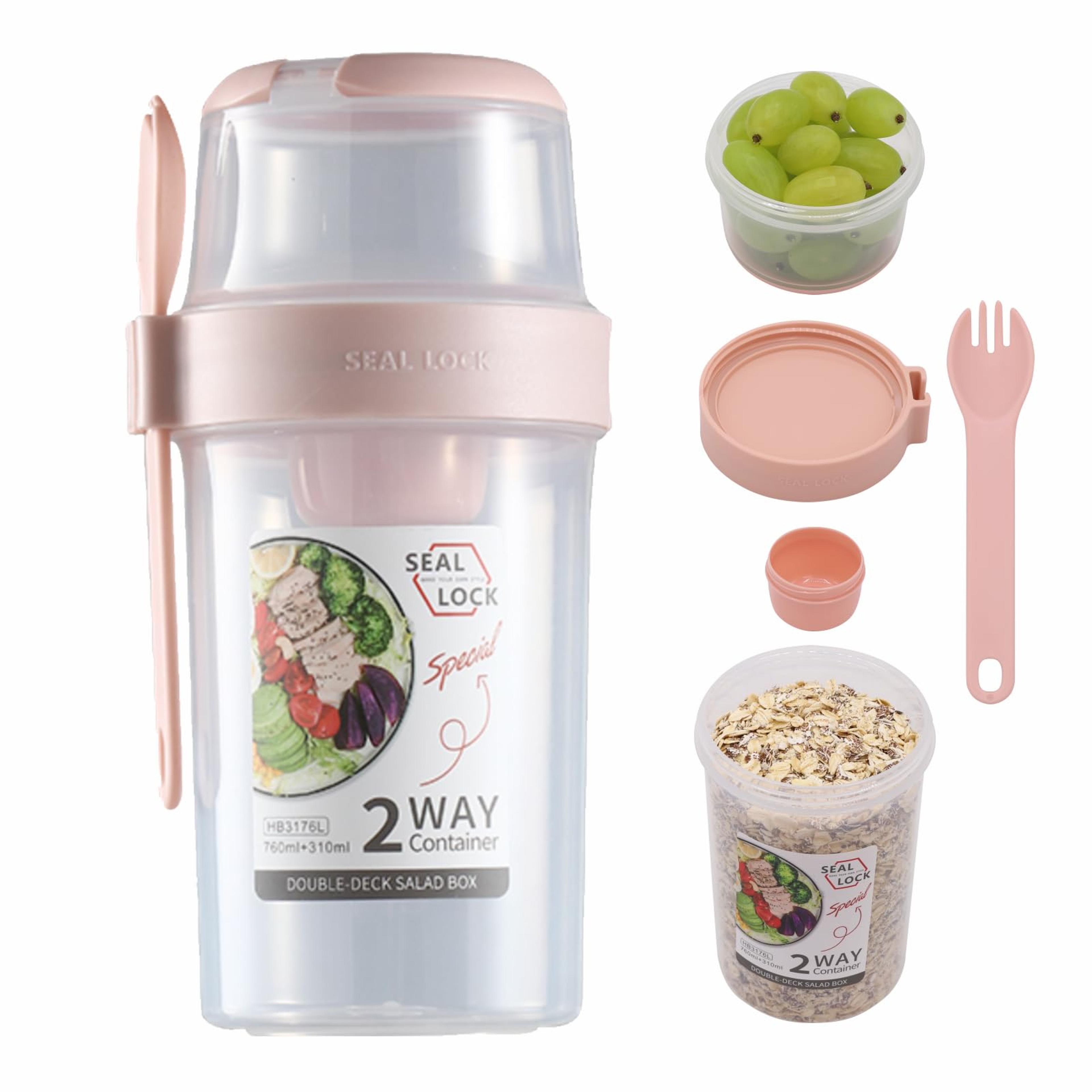 salad cup to go, breakfast on the go cups, take and go yogurt cereal overnight oats snack parfait containers & salad
