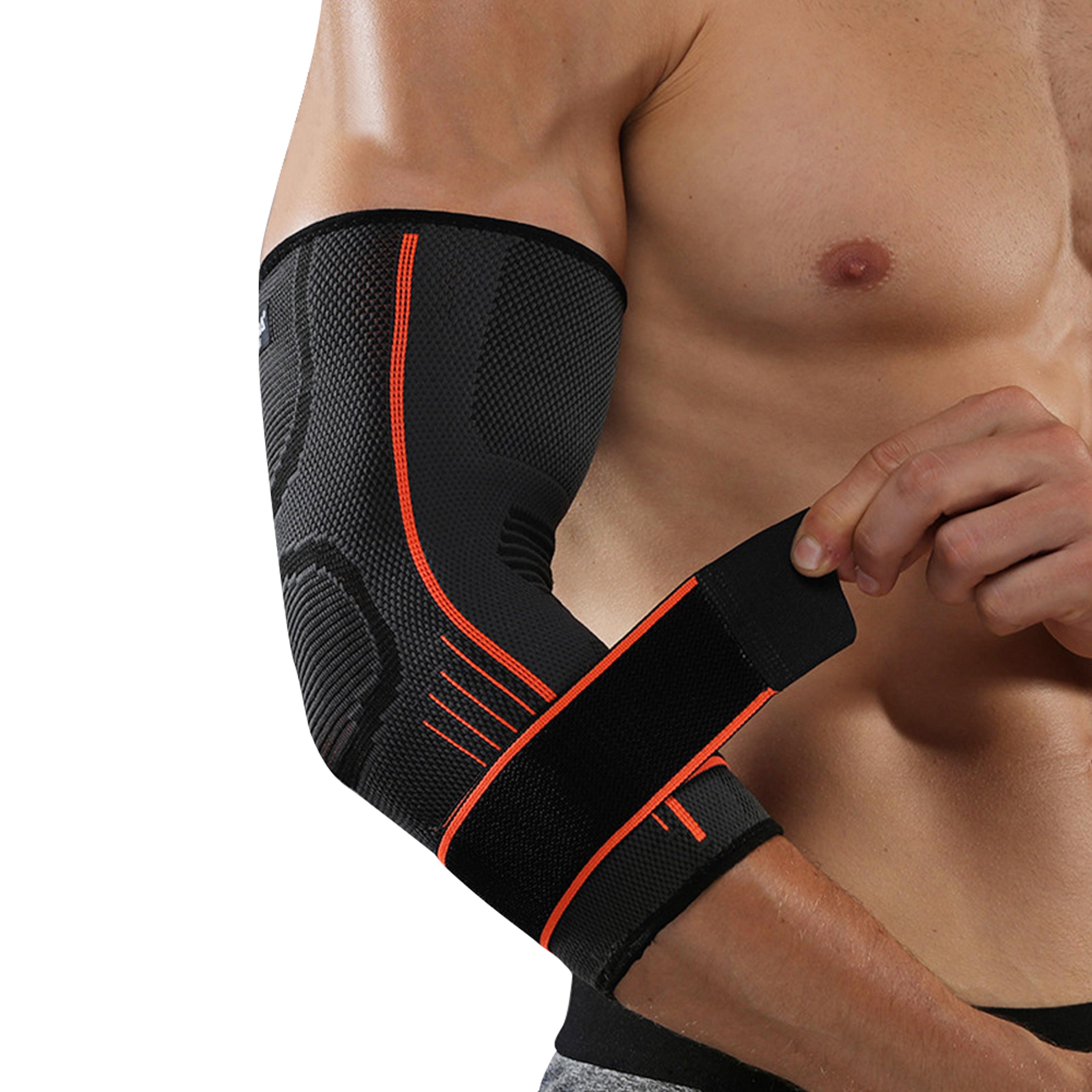 elastic compression sleeve elbow brace for gym golfer's elbow pain relief and stability