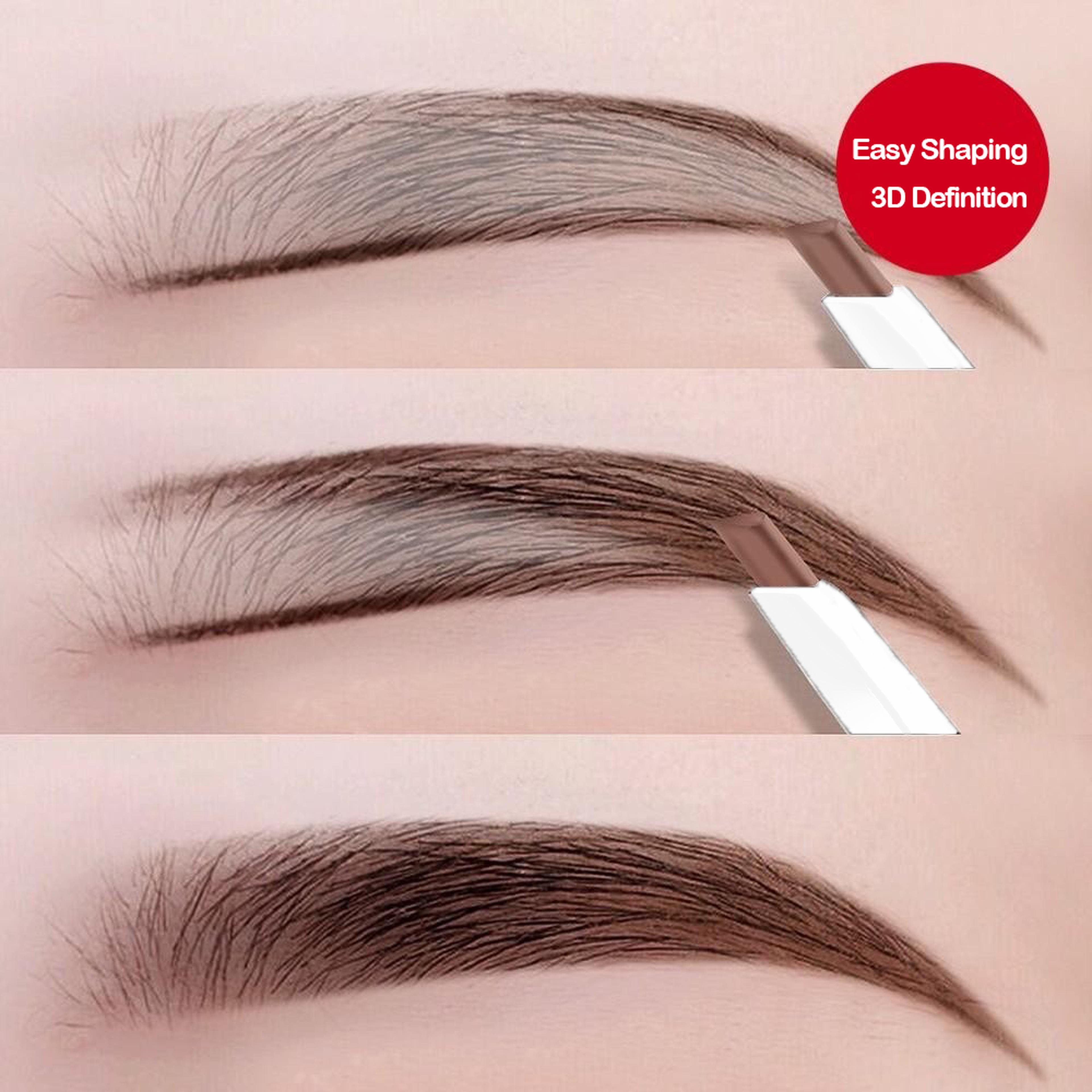 waterproof thin-head double-ended eyebrow pencil, long-lasting, auto-rotate, brush tip, natural contour