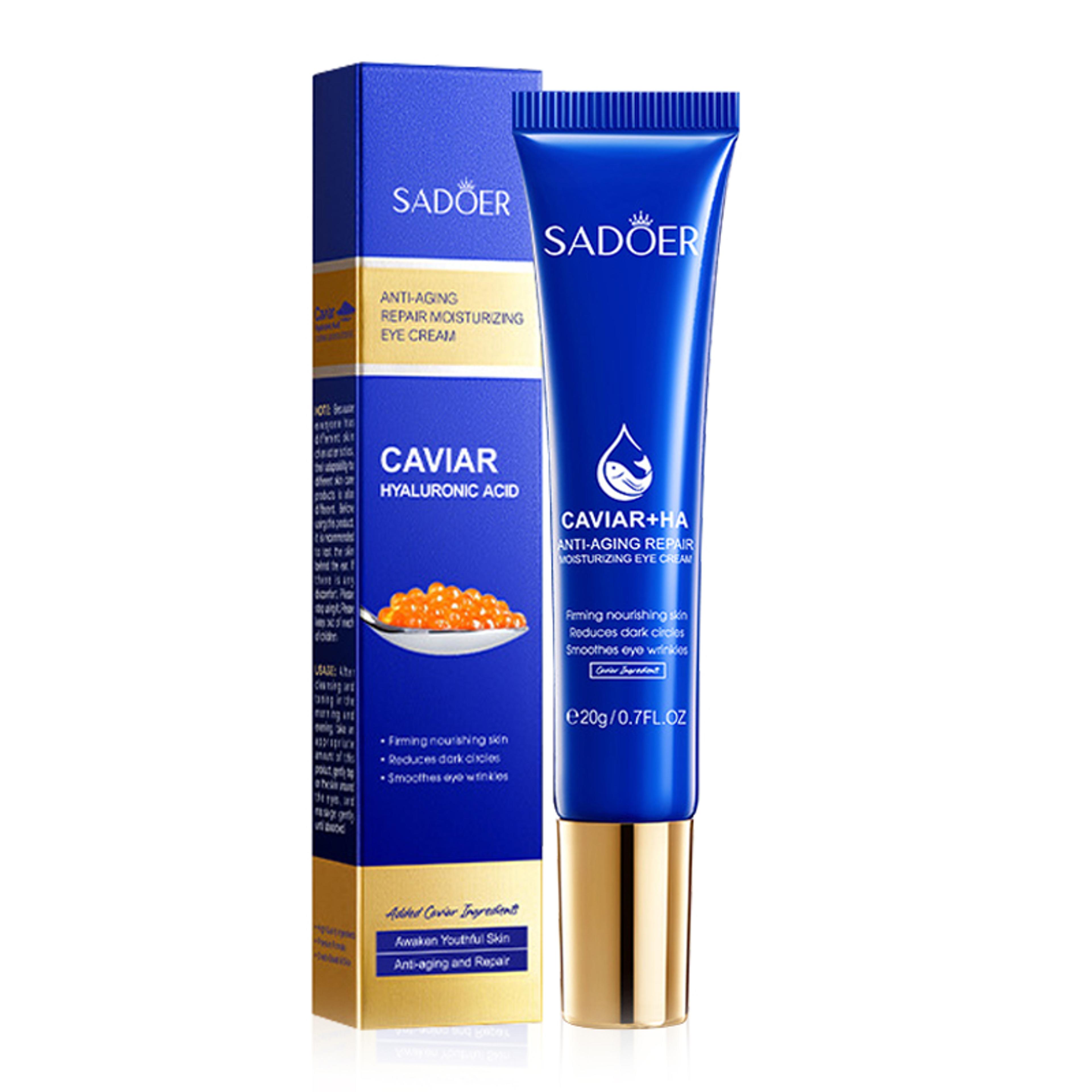 anti dark circles eye cream with caviar hyaluronic acid for bags, firming and moisturizing beauty skin care