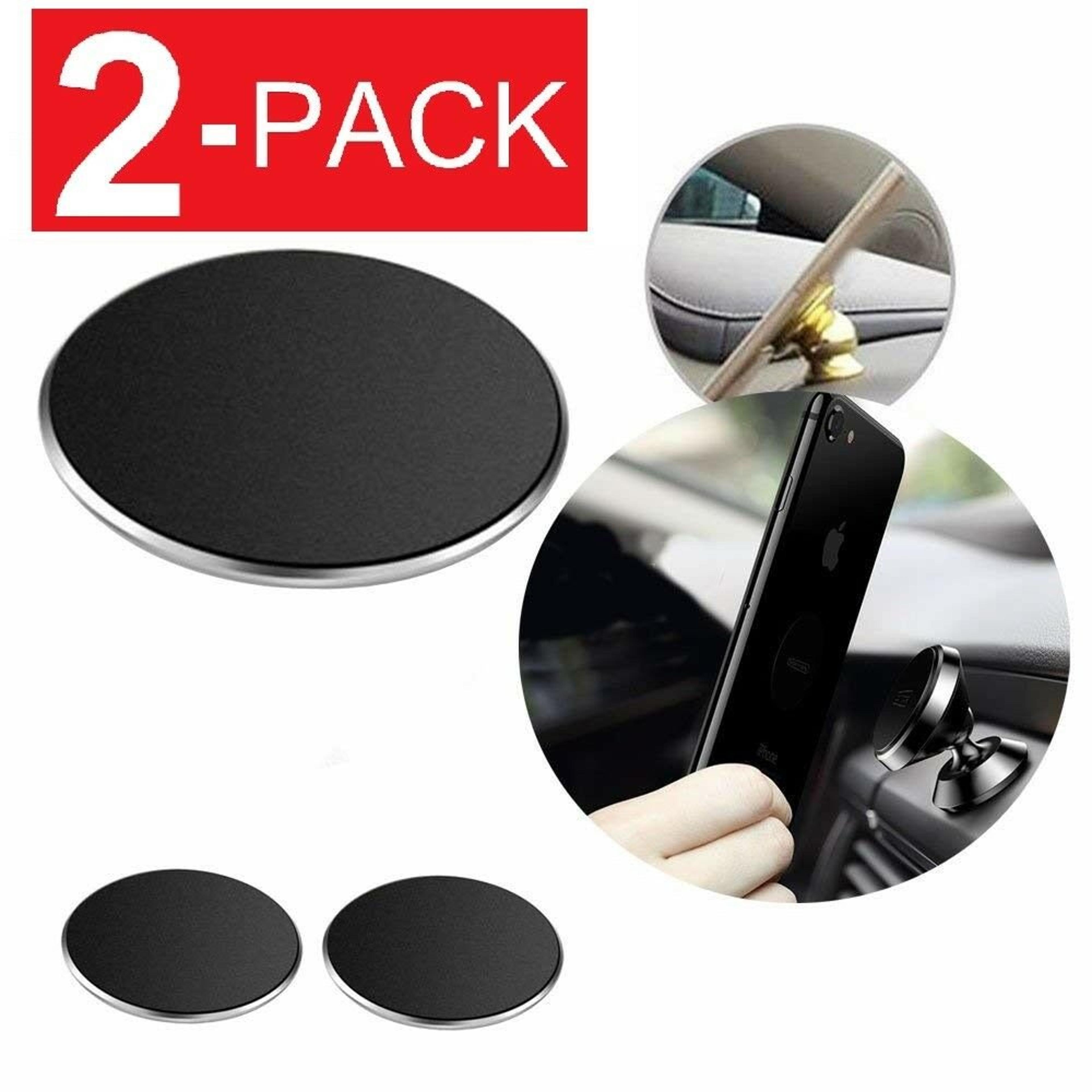 2-pack metal plate adhesive sticker replace for magnetic car mount phone holder